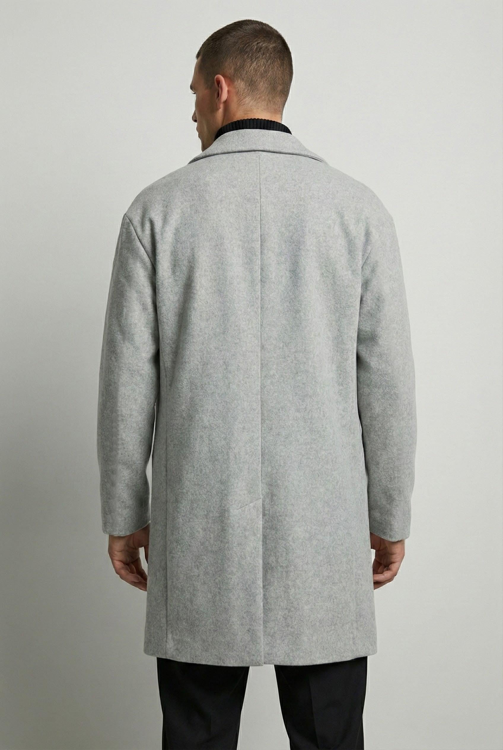 Erkek Oversize İtalyan Kaşe Kaban Gri