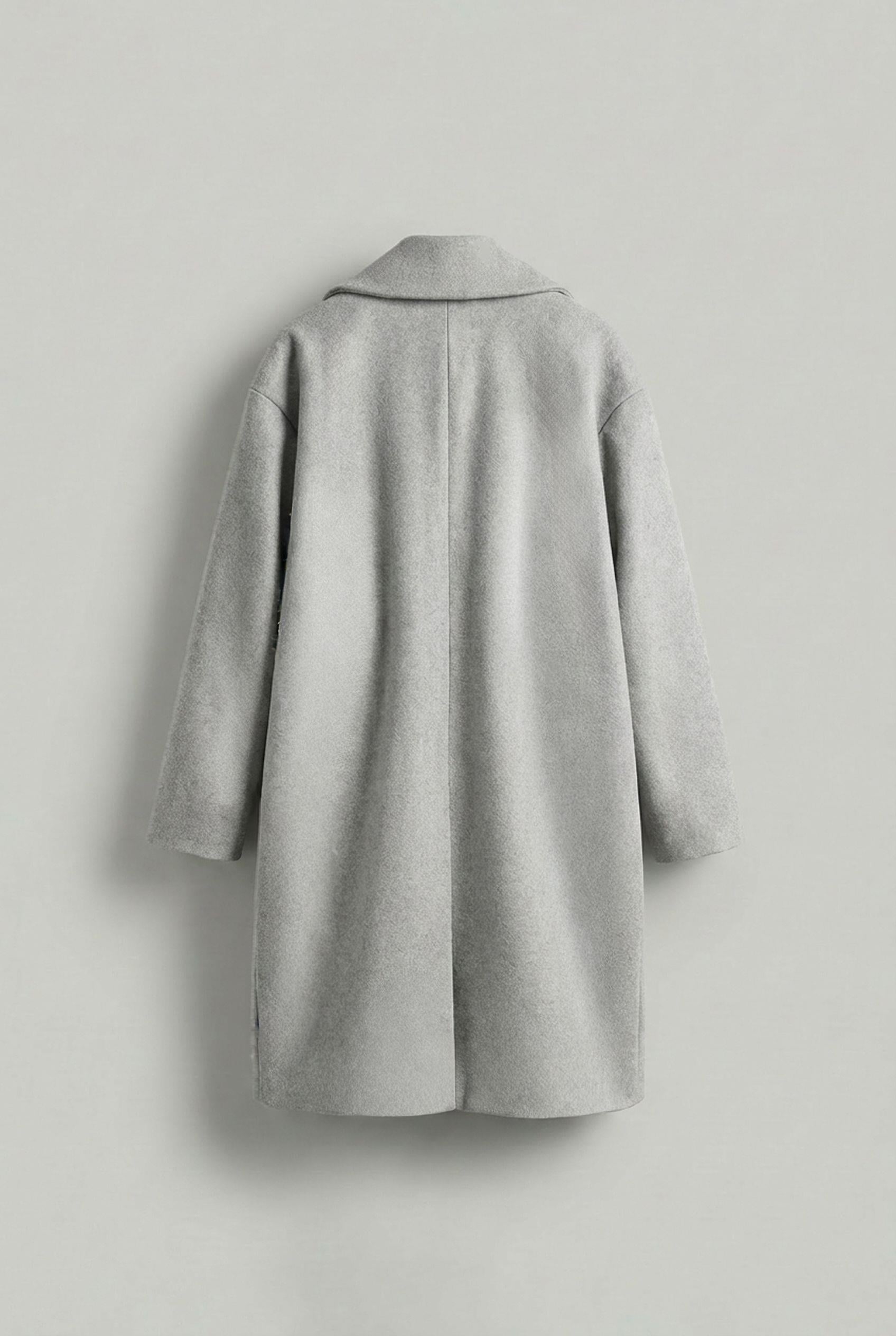 Erkek Oversize Kaşe Kaban Gri