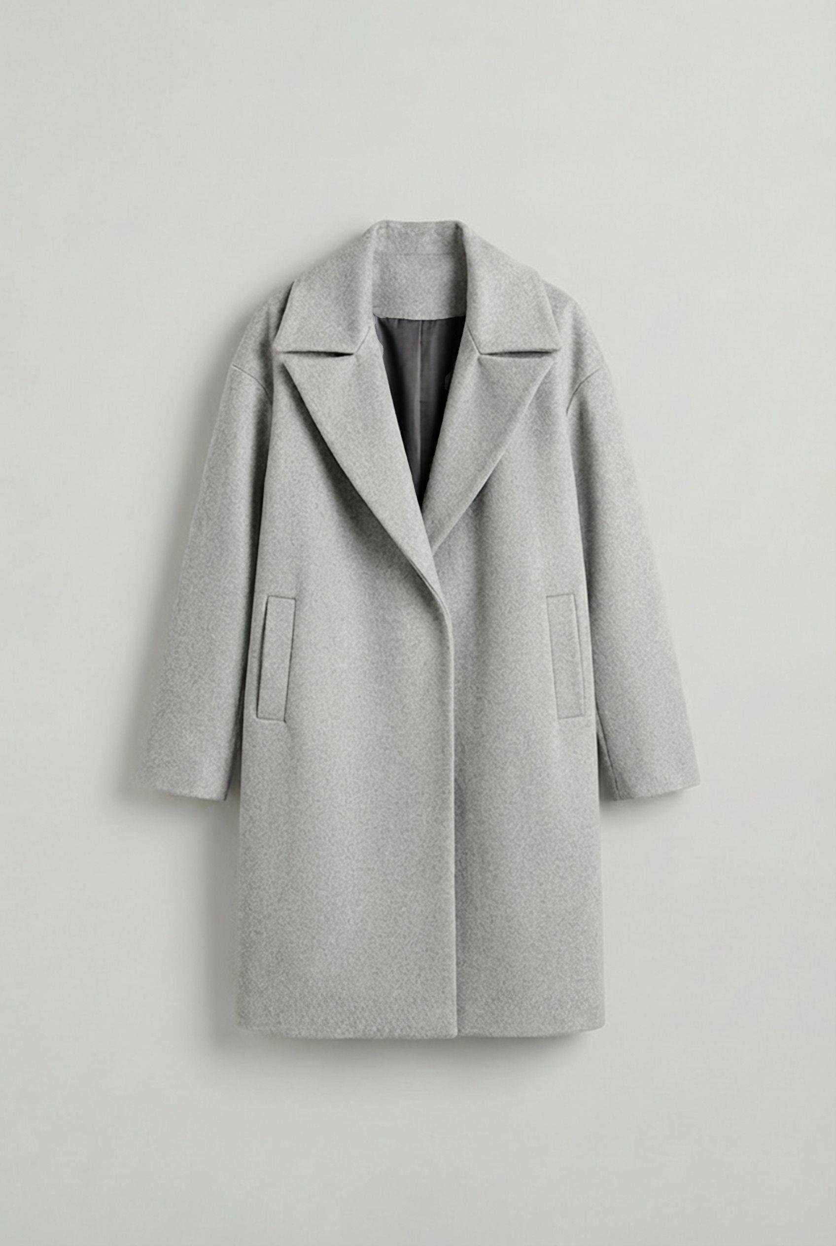 Erkek Oversize Kaşe Kaban Gri