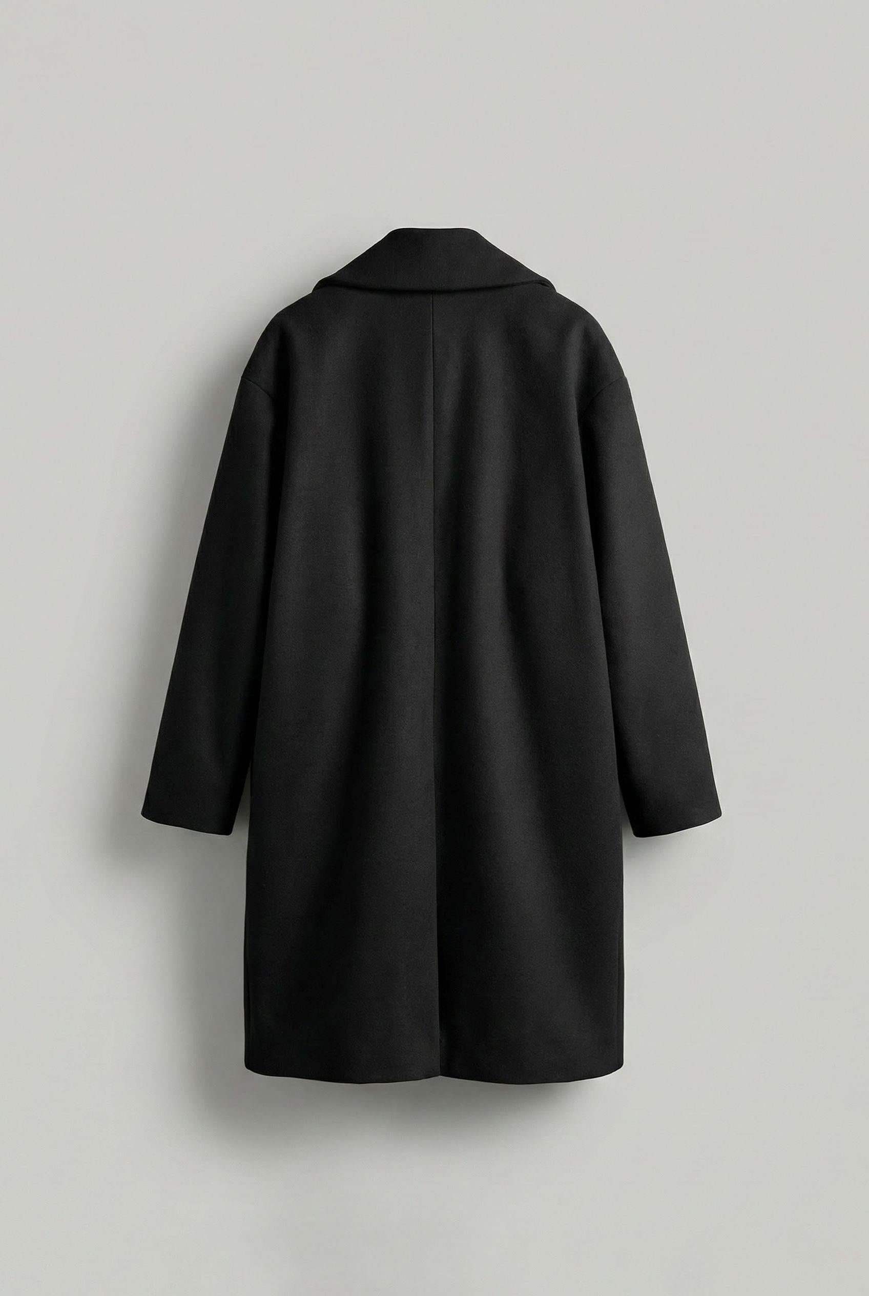 Erkek Oversize Kaşe Kaban Siyah