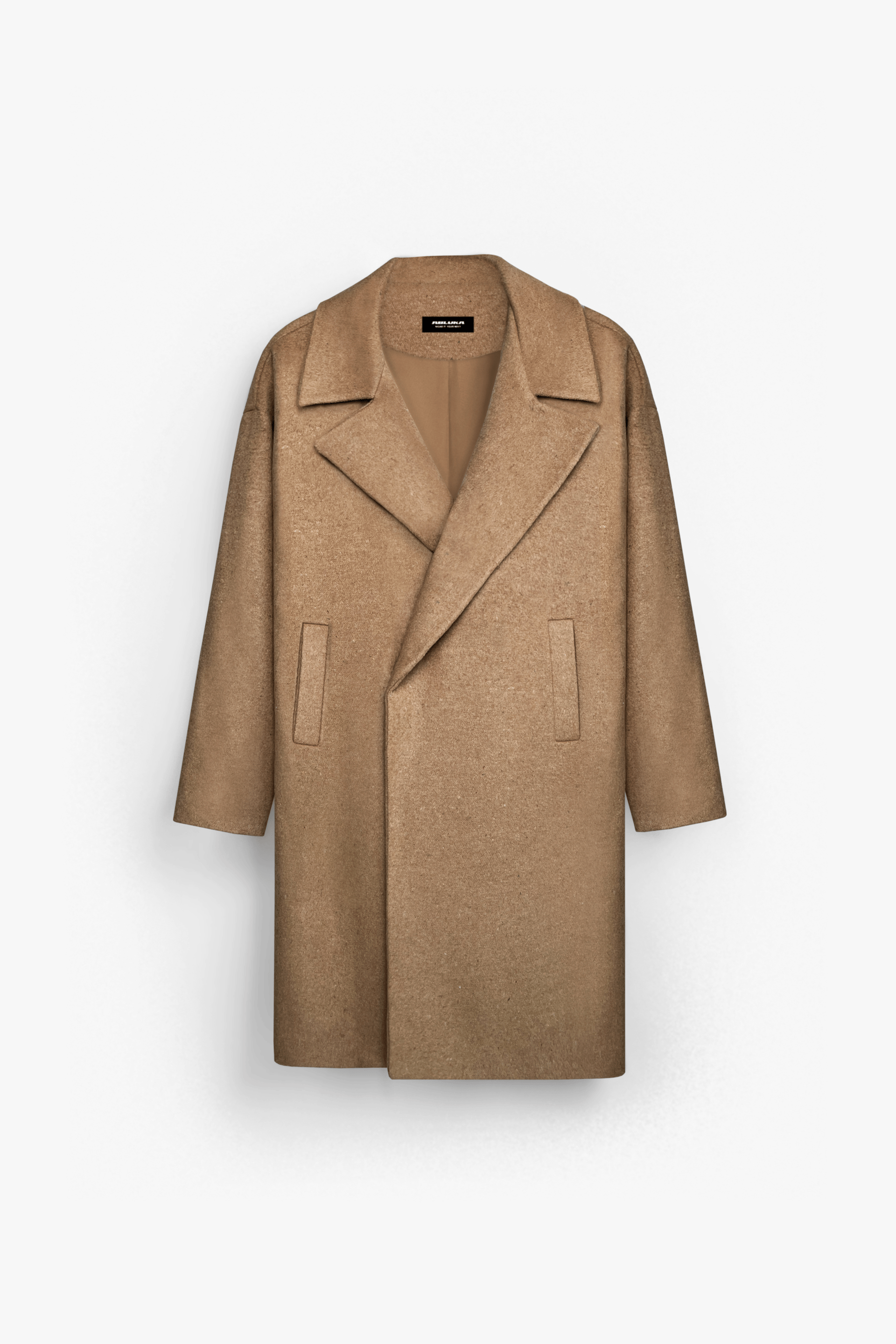 Erkek Oversize Kaşe Kaban Taba