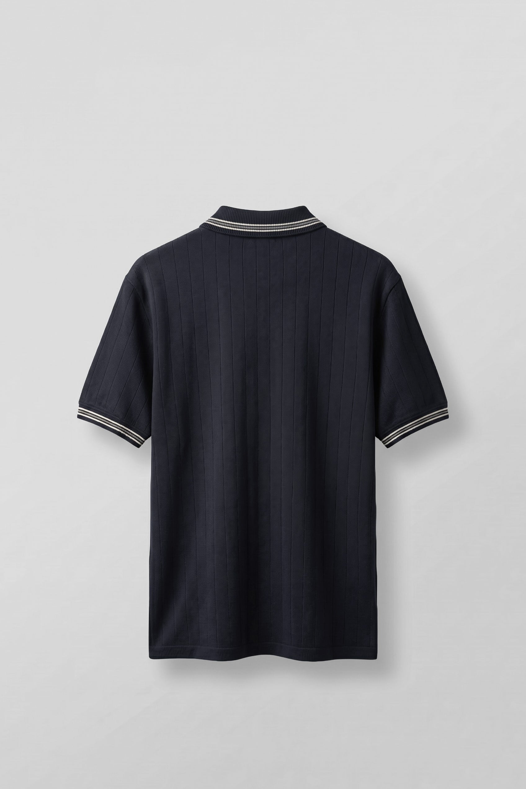 Erkek Oversize Kontrast Detaylı Triko Polo Yaka T-Shirt Lacivert