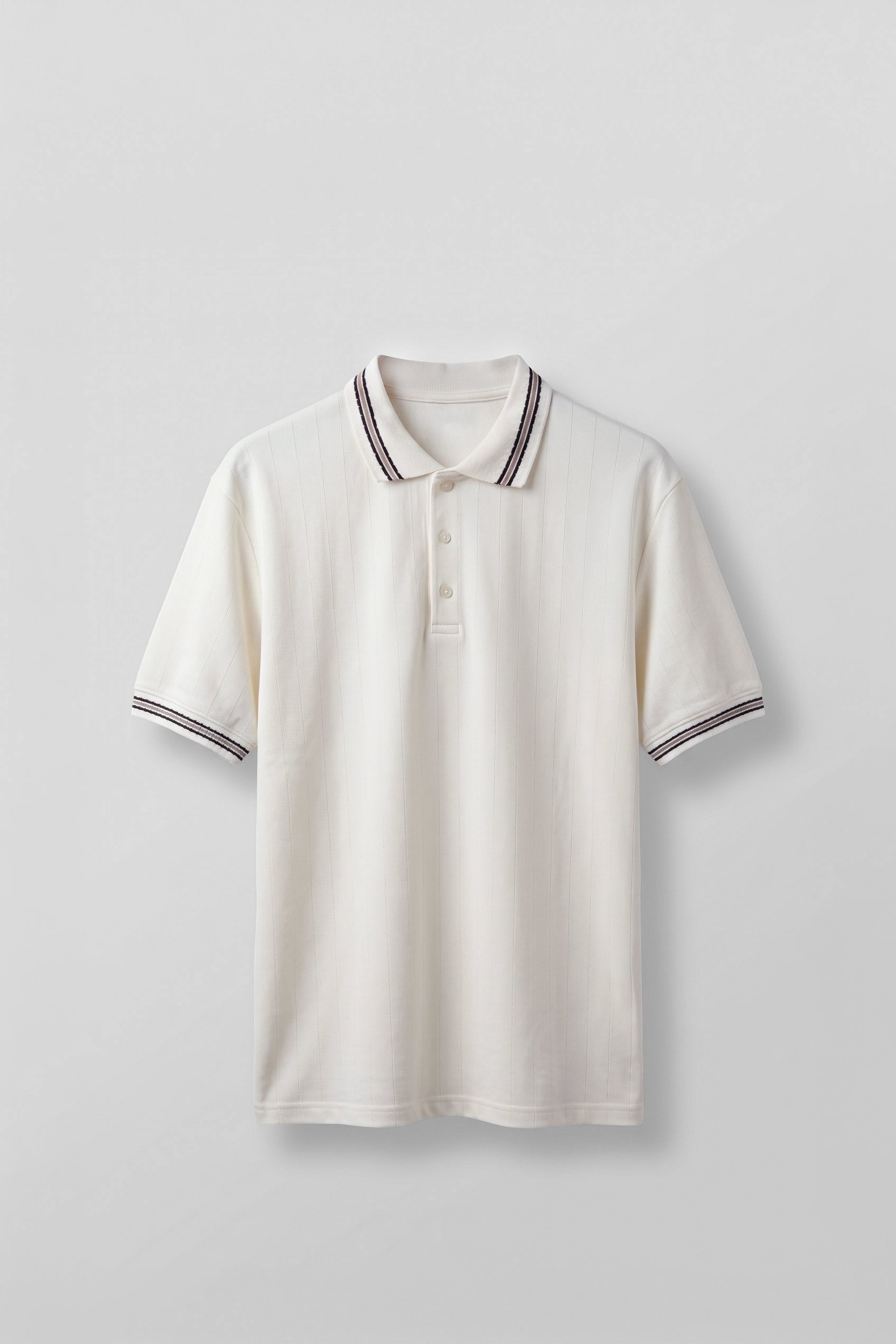 Erkek Oversize Kontrast Detaylı Triko Polo Yaka T-Shirt Ekru
