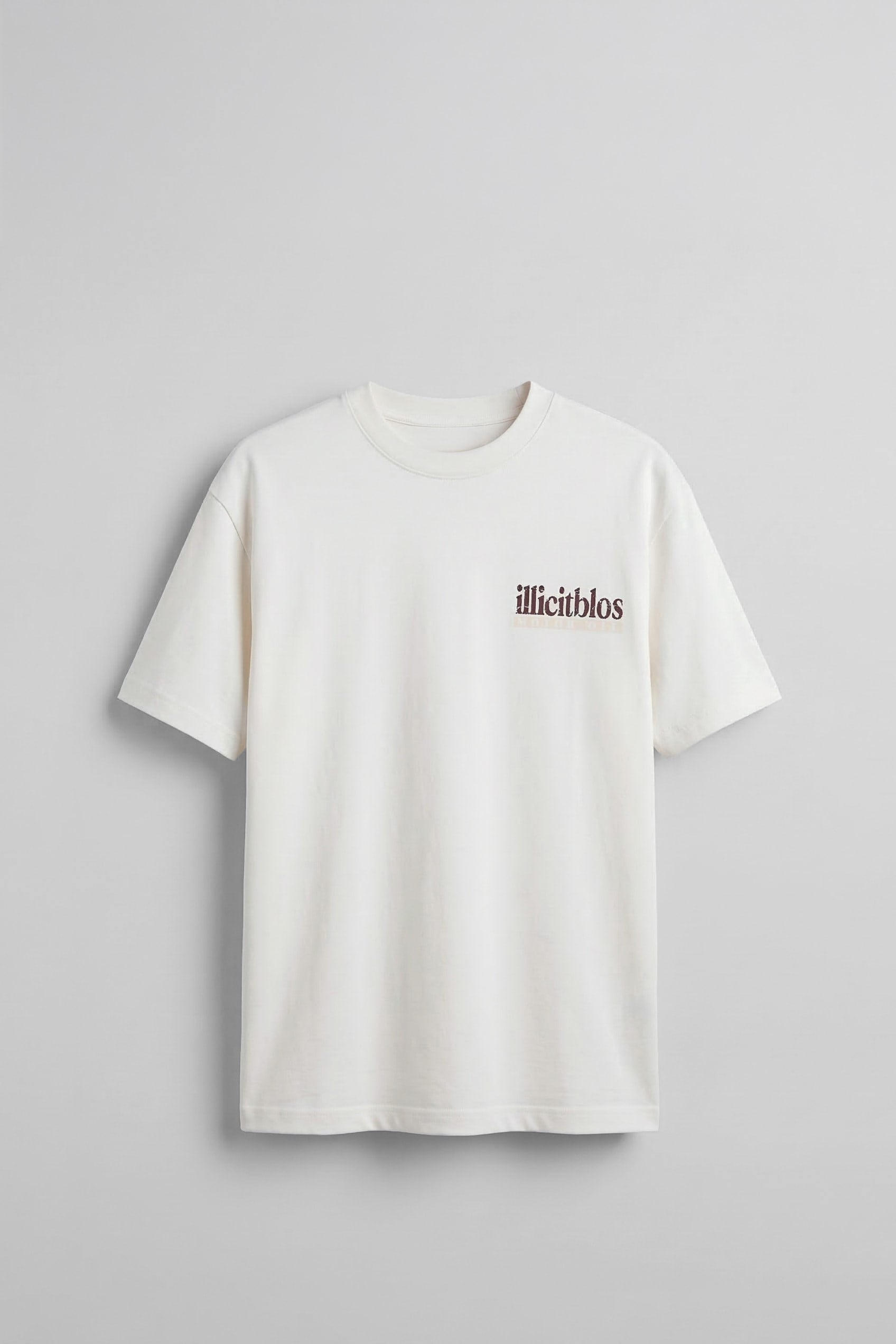 Erkek Oversize Minimal Yazı Baskılı T-Shirt Beyaz
