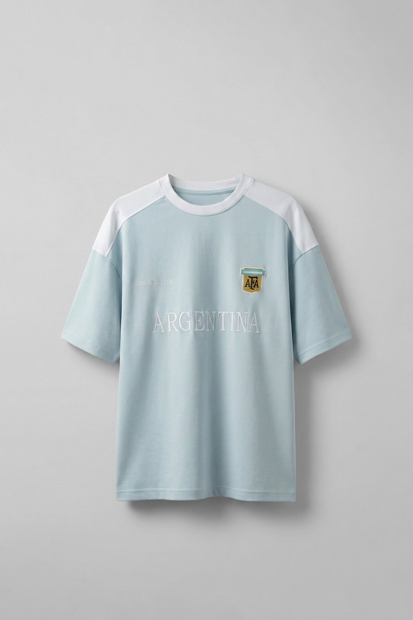 Erkek Oversize Nakışlı Ülke Temalı Forma T-Shirt Bebek Mavi