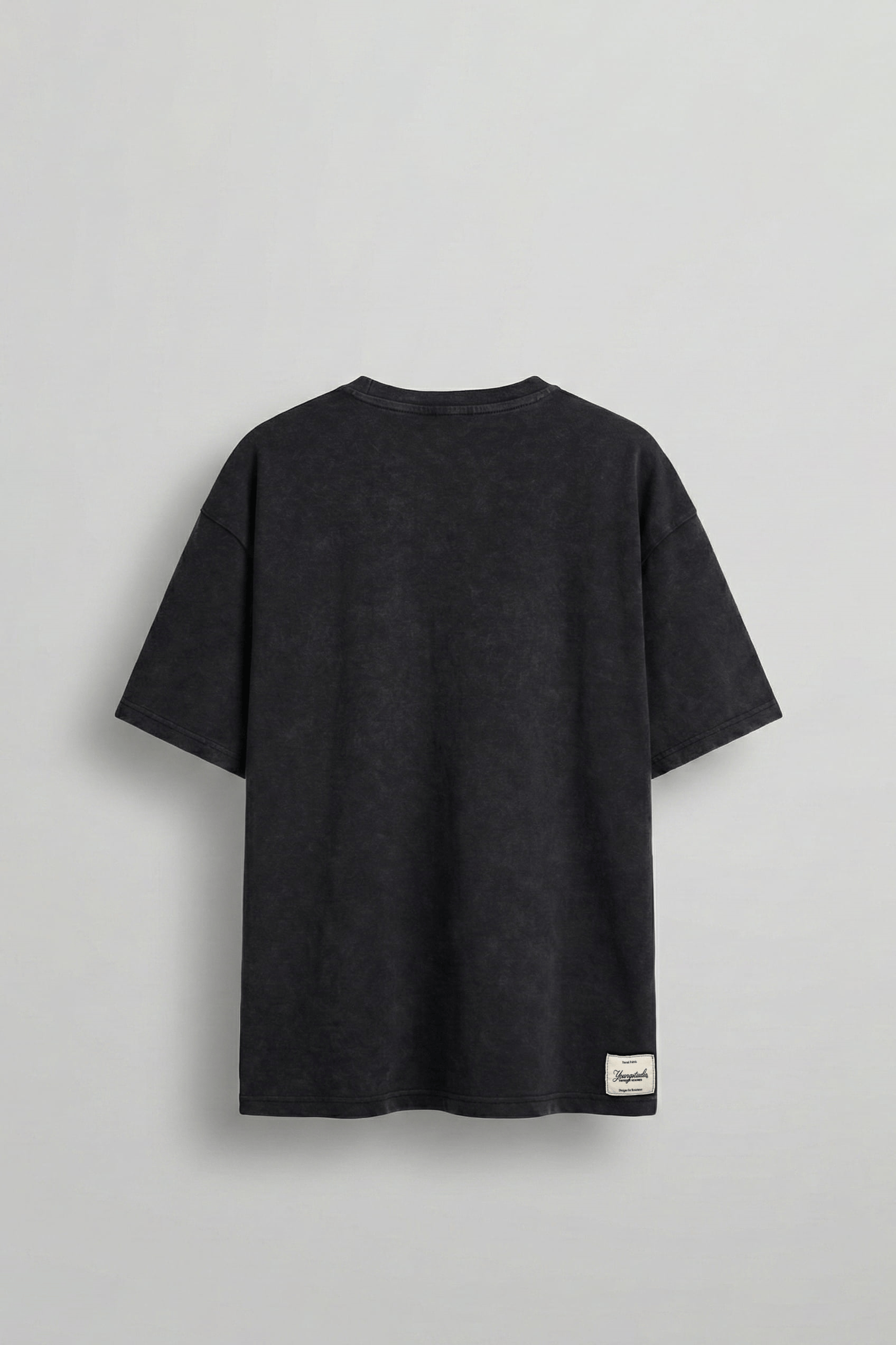 Erkek Oversize Nakışlı Yıkamalı T-Shirt Siyah