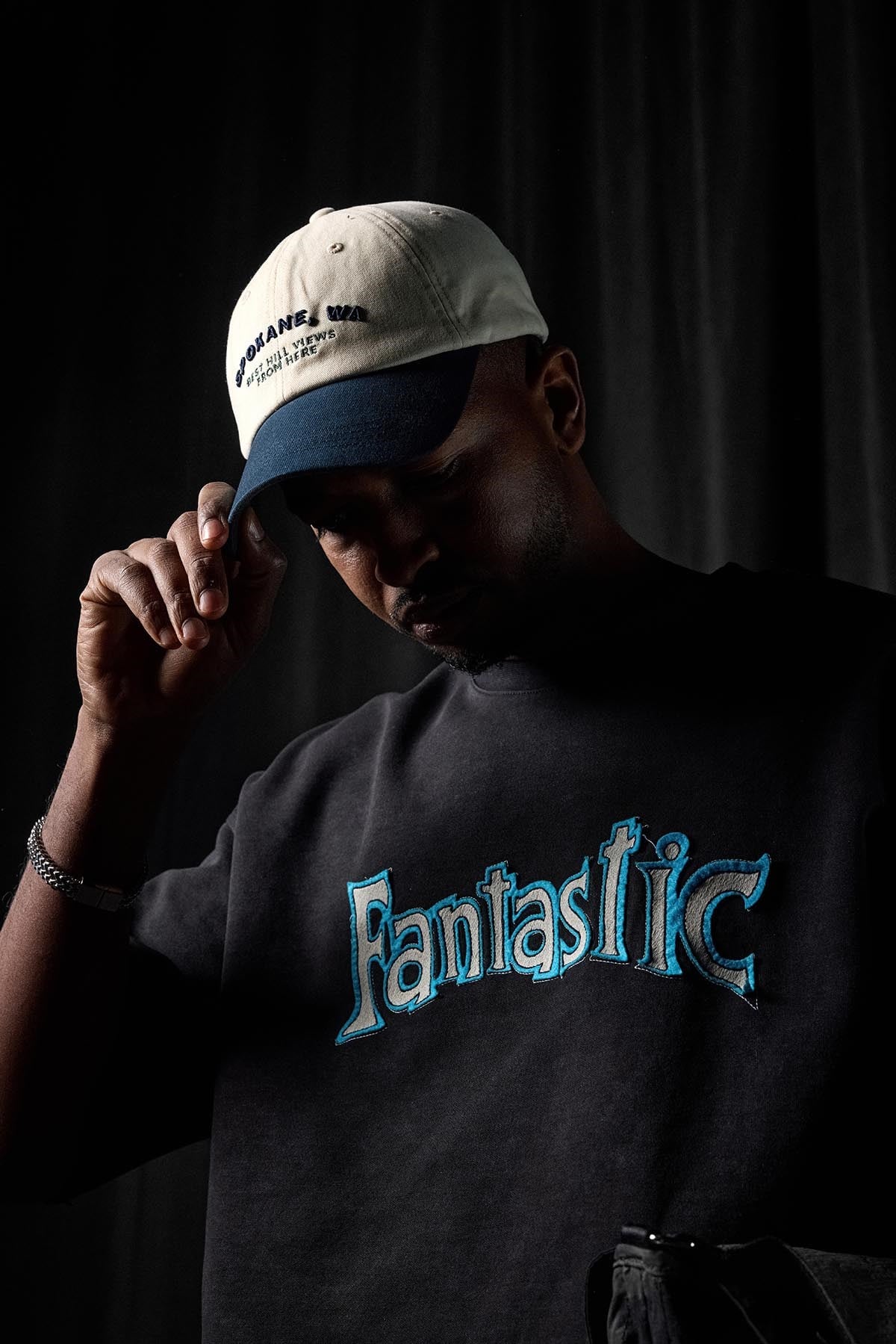 Erkek Oversize Nakışlı Yıkamalı T-Shirt Siyah