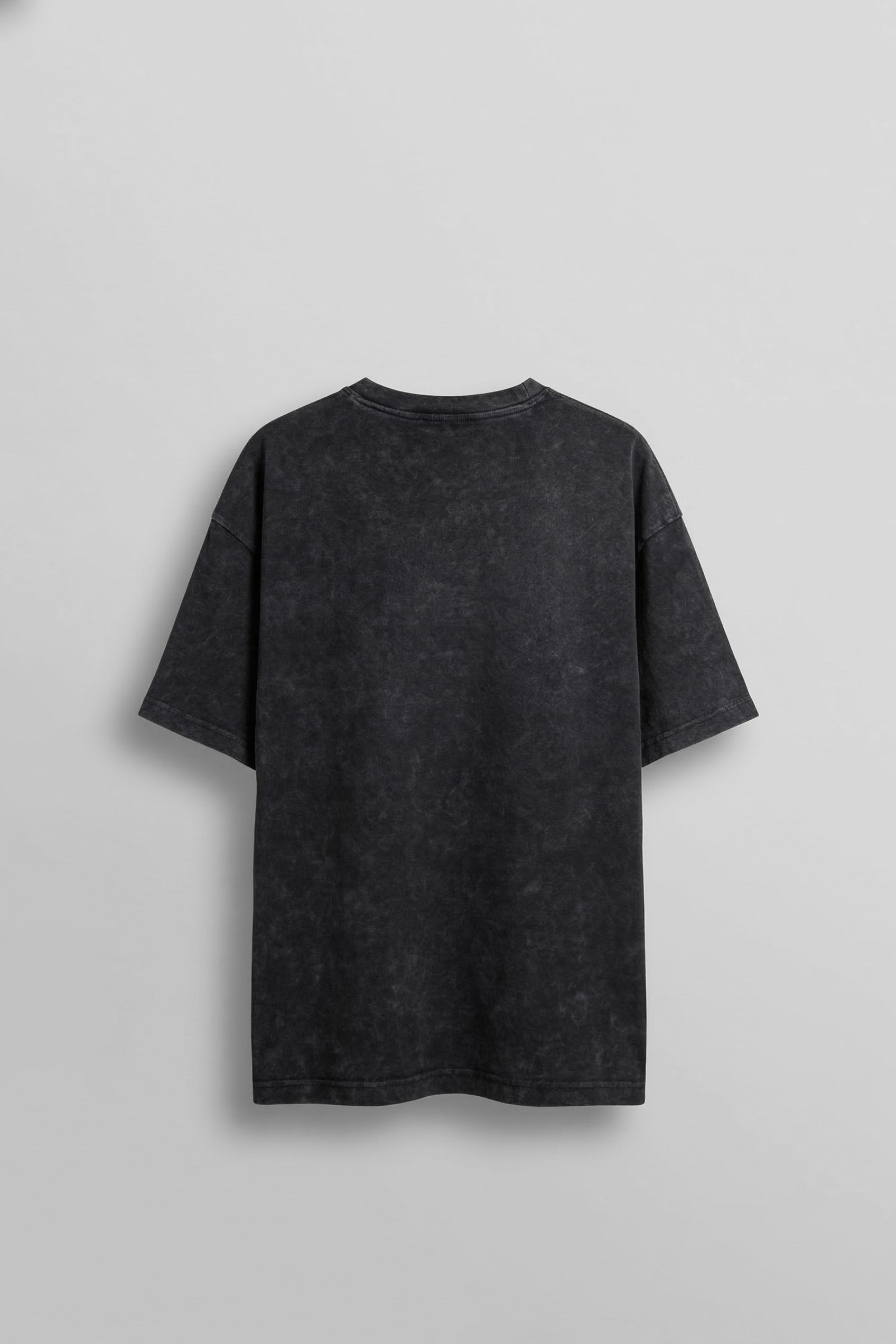 Erkek Oversize Patchwork Nakışlı T-Shirt Siyah
