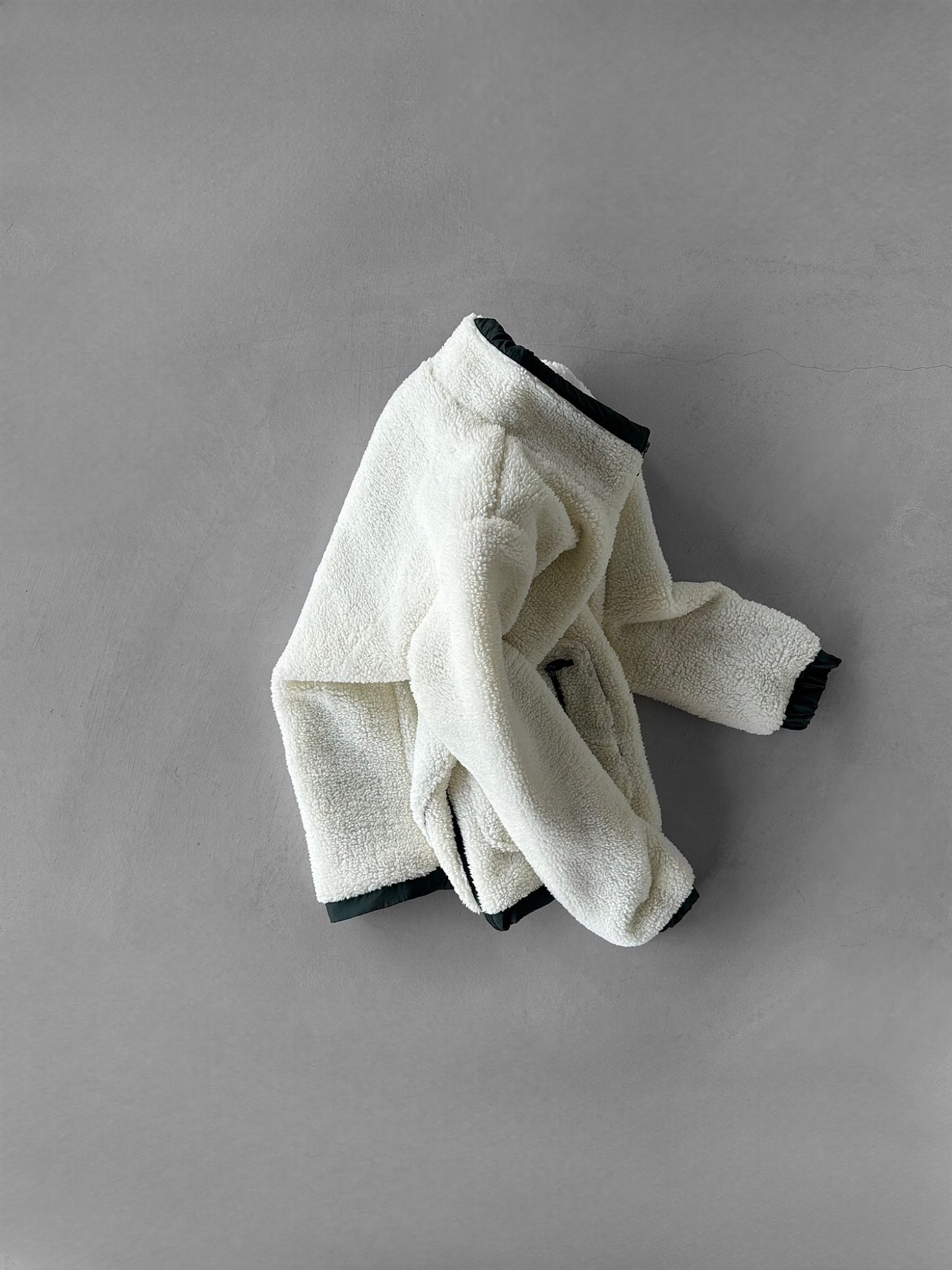 Erkek Oversize Peluş Mont Sweatshirt Ceket Beyaz