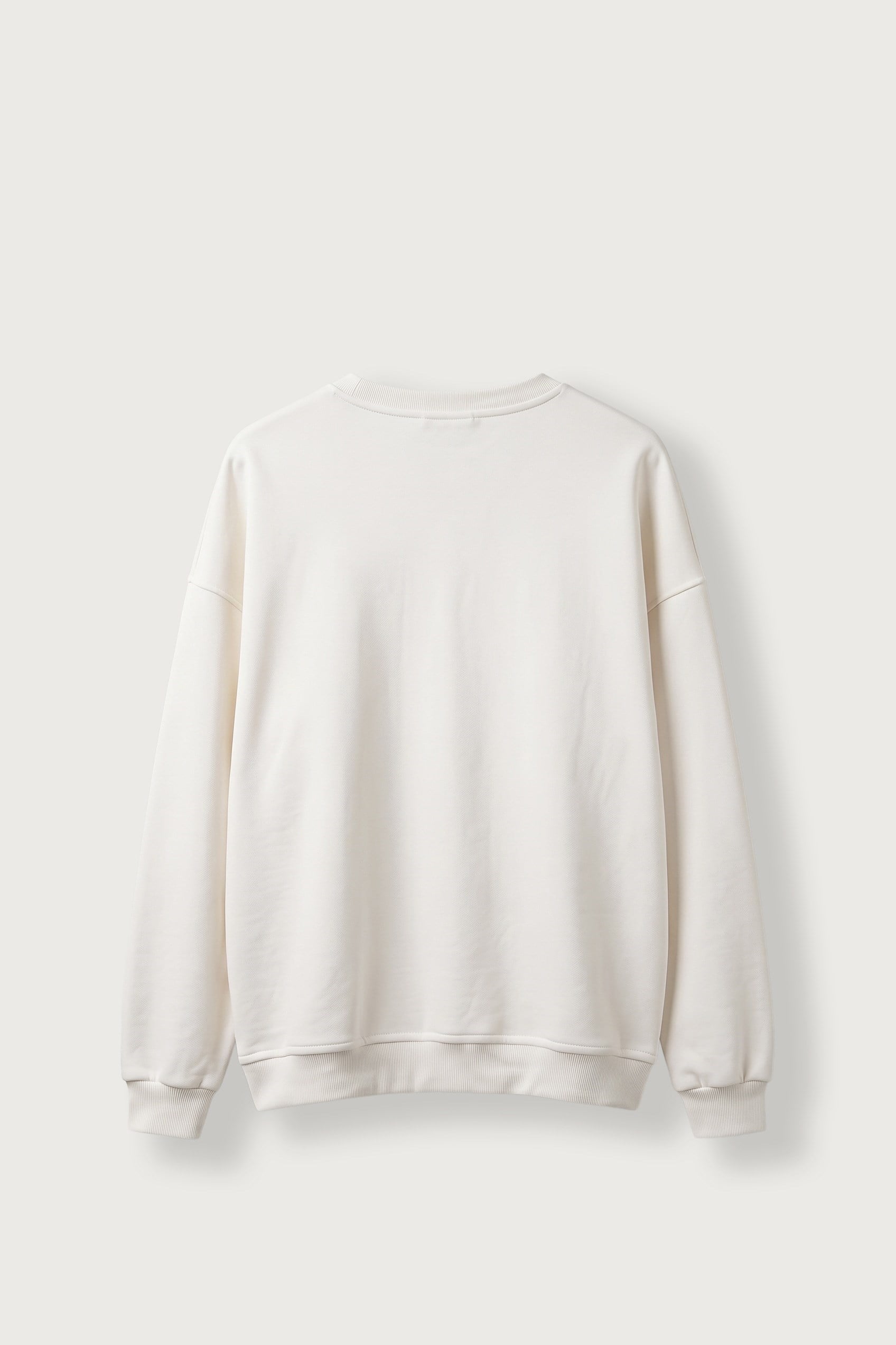 Erkek Oversize Şardonlu Basic Sweatshirt Ekru