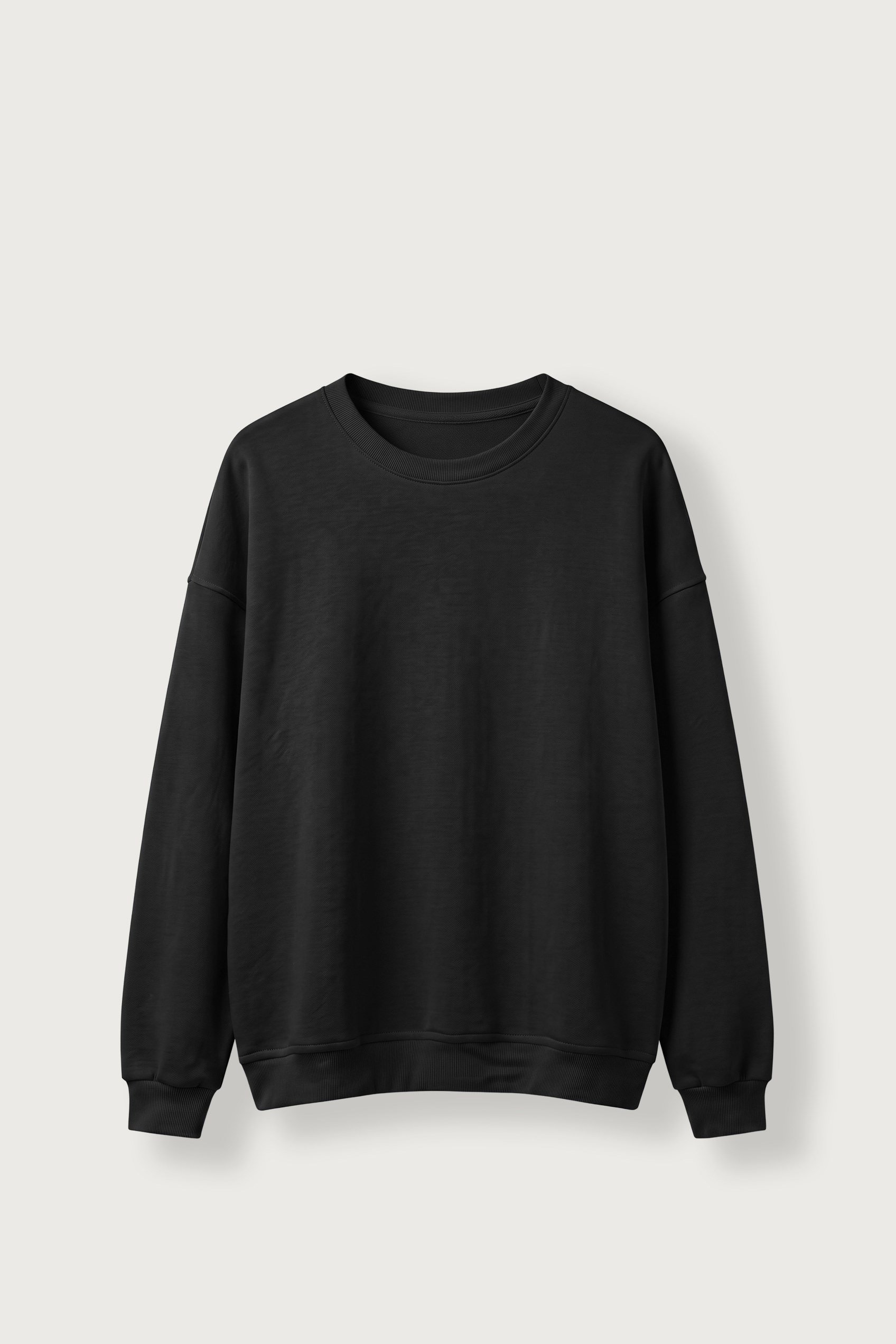 Erkek Oversize Şardonlu Basic Sweatshirt Siyah