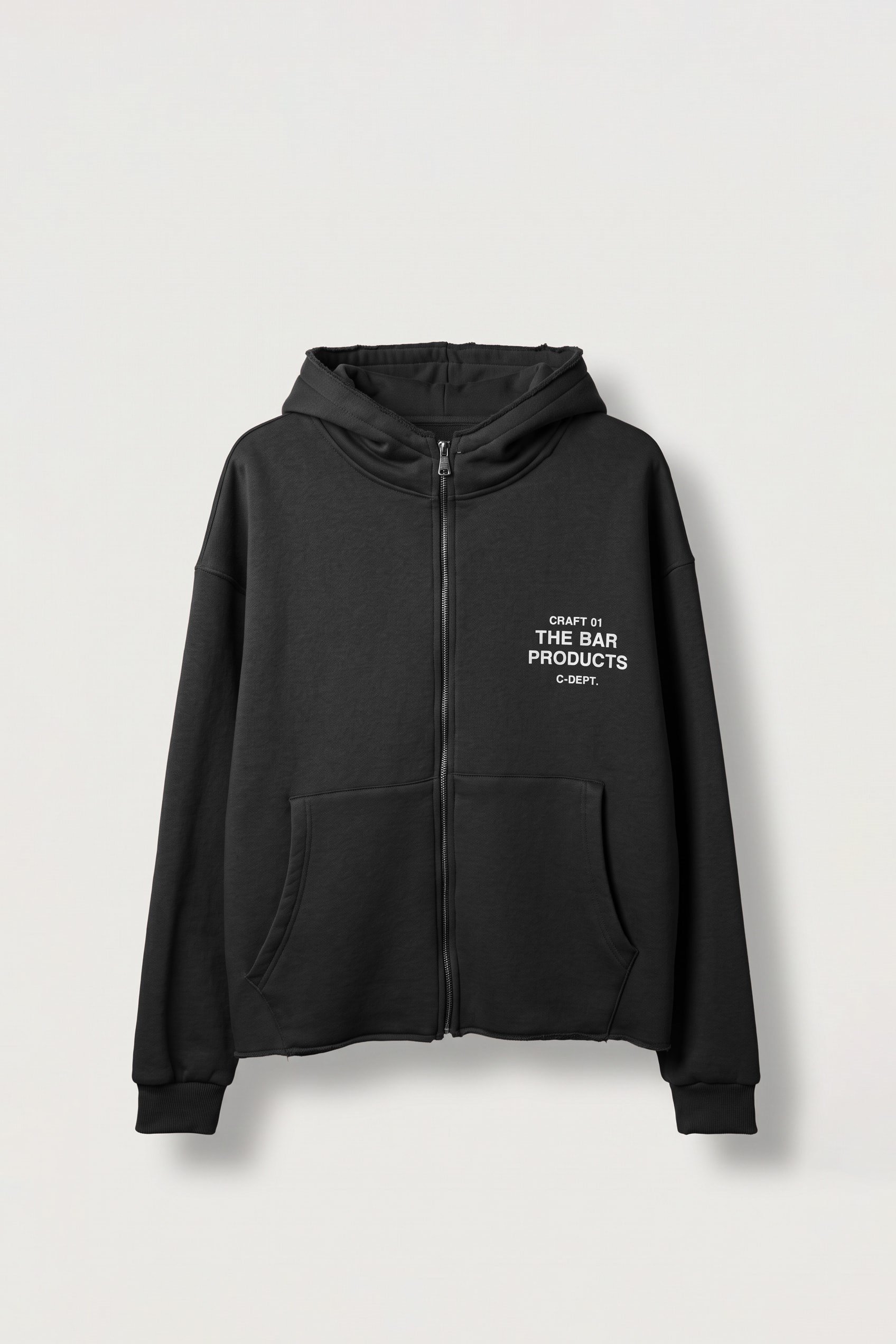 Erkek Oversize Sırt Baskılı Fermuarlı Kapüşonlu Sweatshirt Siyah