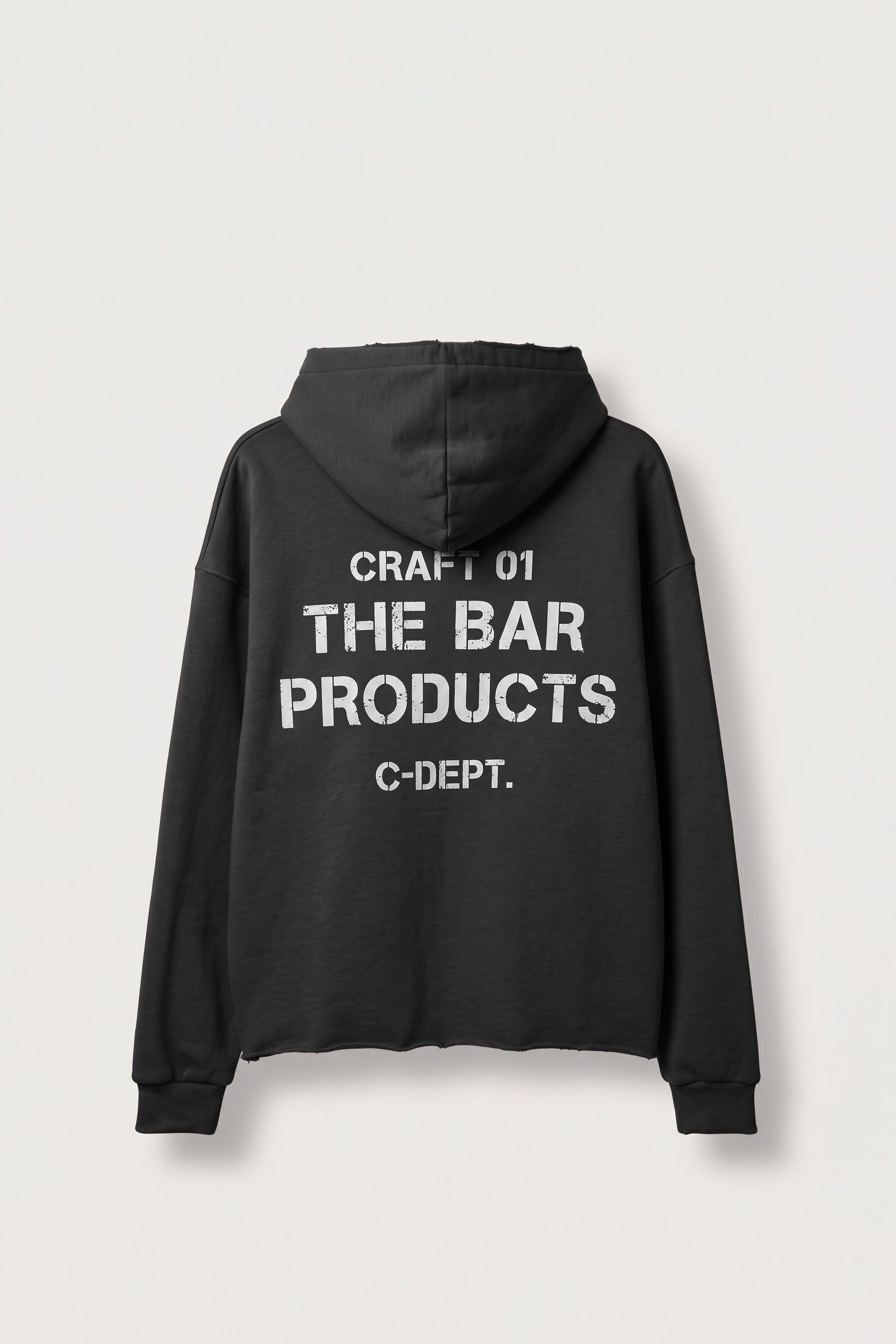Erkek Oversize Sırt Baskılı Fermuarlı Kapüşonlu Sweatshirt Siyah