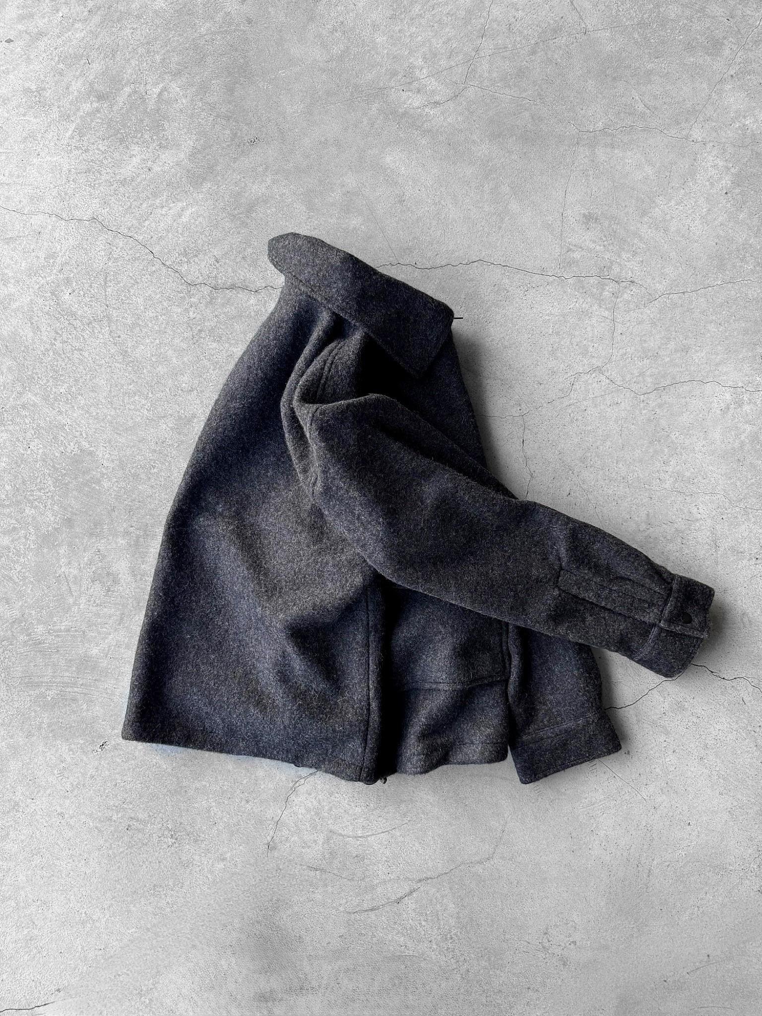 Erkek Oversize Tüylü Kaşe Ceket Lacivert