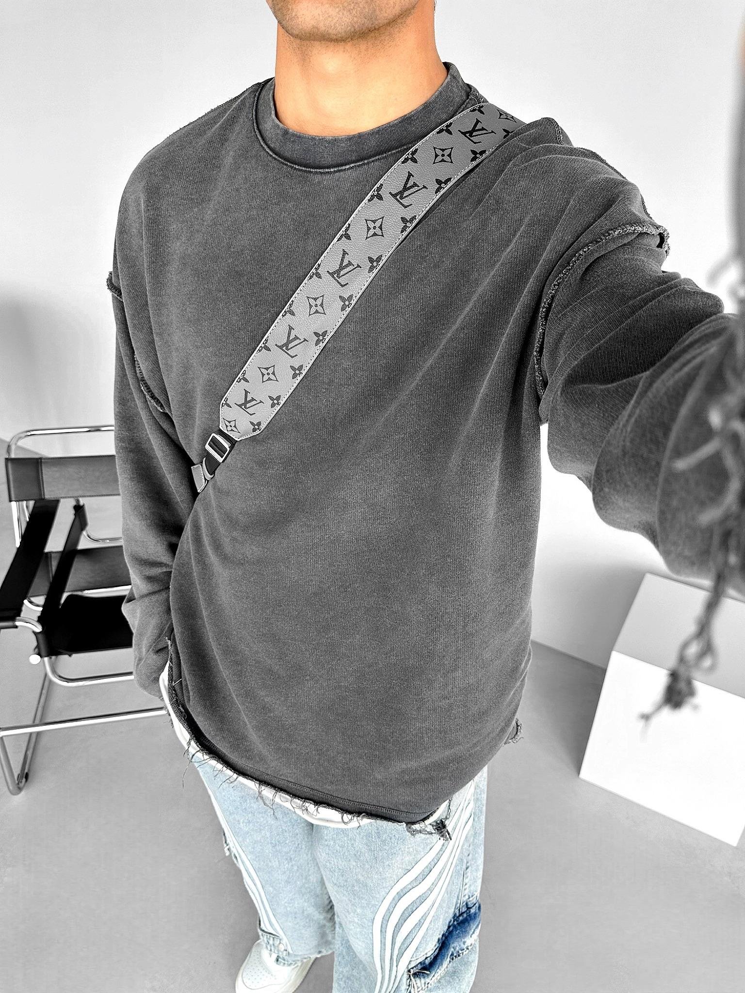 Erkek Oversize Uzun Kollu Yuvarlak Yakalı Sweatshirt Siyah