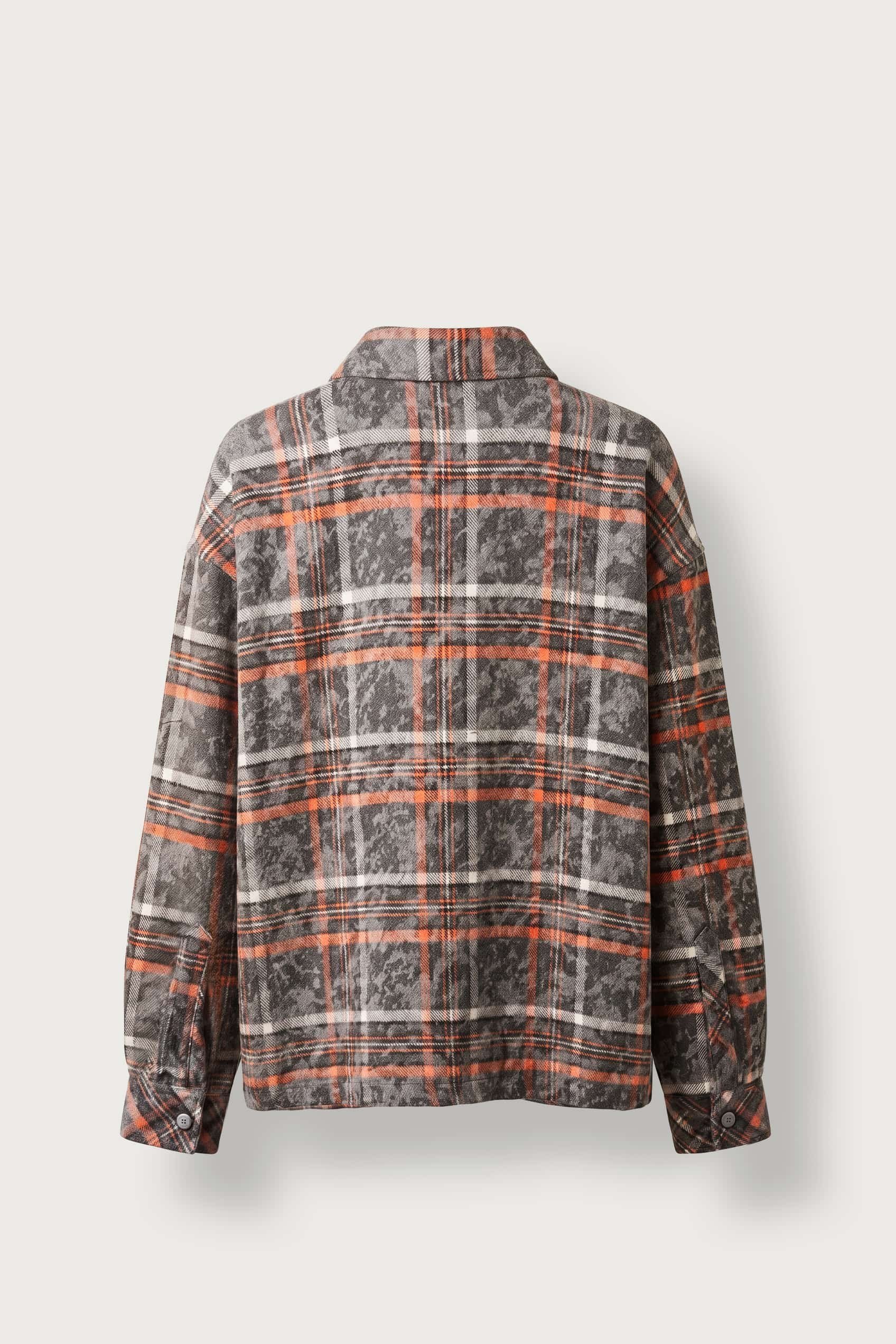 Erkek Oversize Vintage Ekose Uzun Kollu Gömlek Antrasit