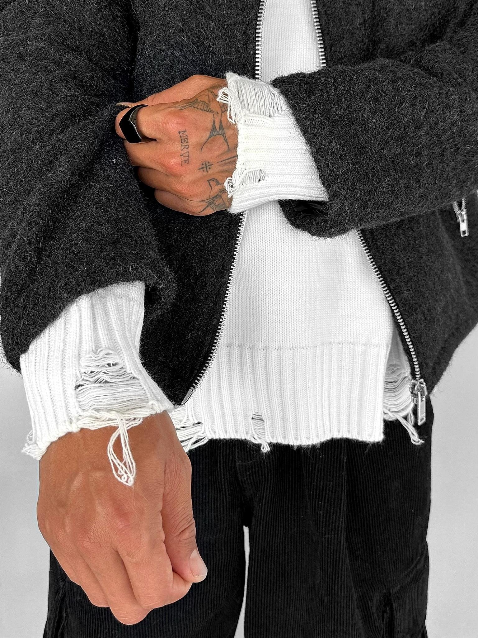 Erkek Oversize Yakalı Fermuarlı Peluş Mont Siyah