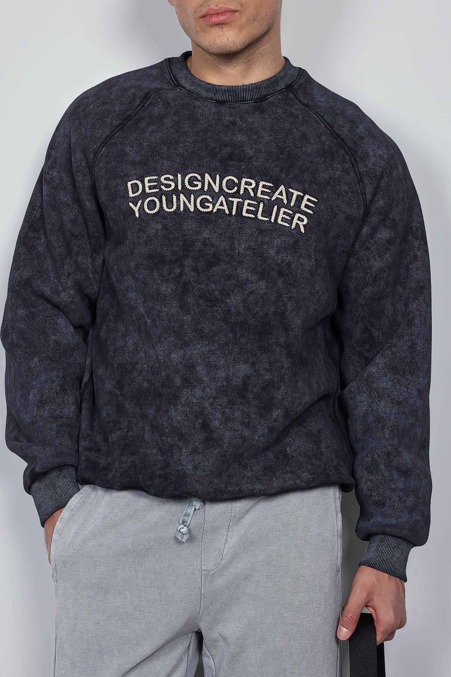 Erkek Oversize Yazı Baskılı Sweatshirt Siyah