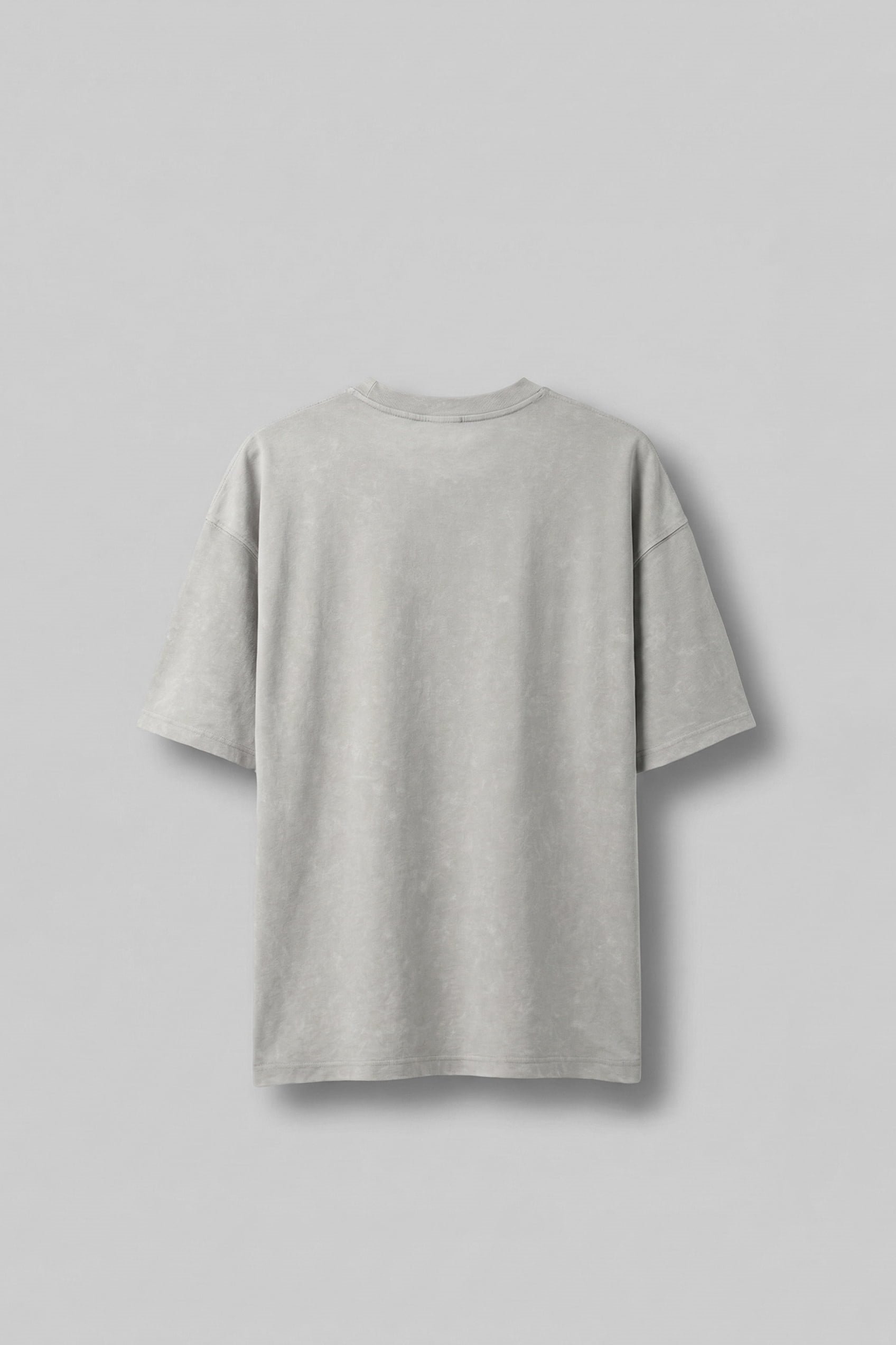 Erkek Oversize Yıkamalı Pamuklu Basic T-Shirt Gri