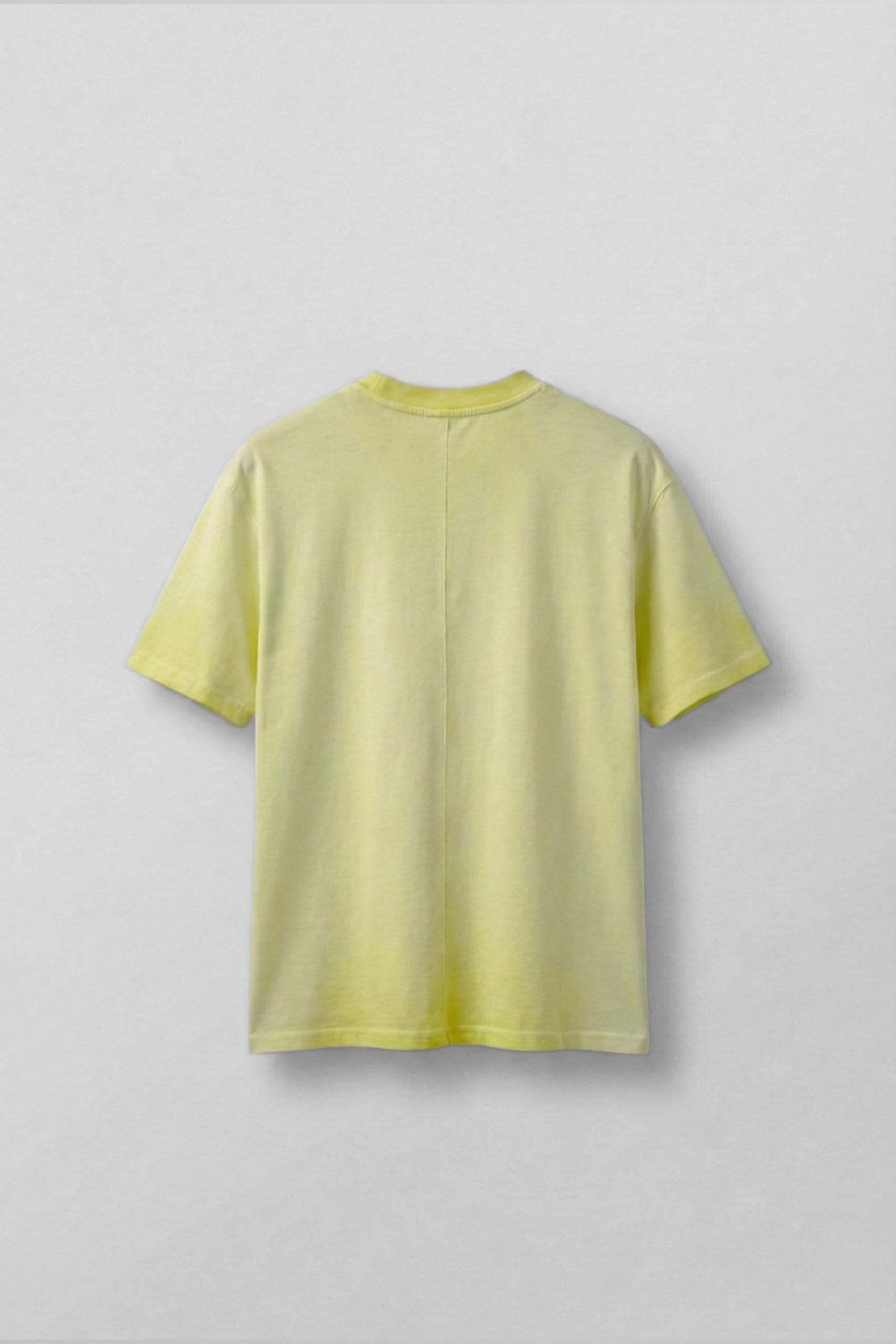 Erkek Oversize Yuvarlak Yaka Yıkamalı Catch T-Shirt Sarı