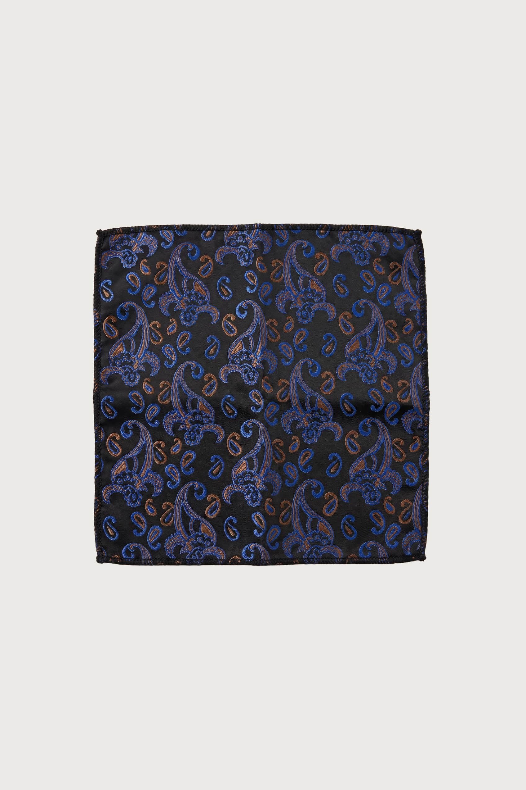 Erkek Paisley Desenli Jakarlı Cep Mendili Siyah