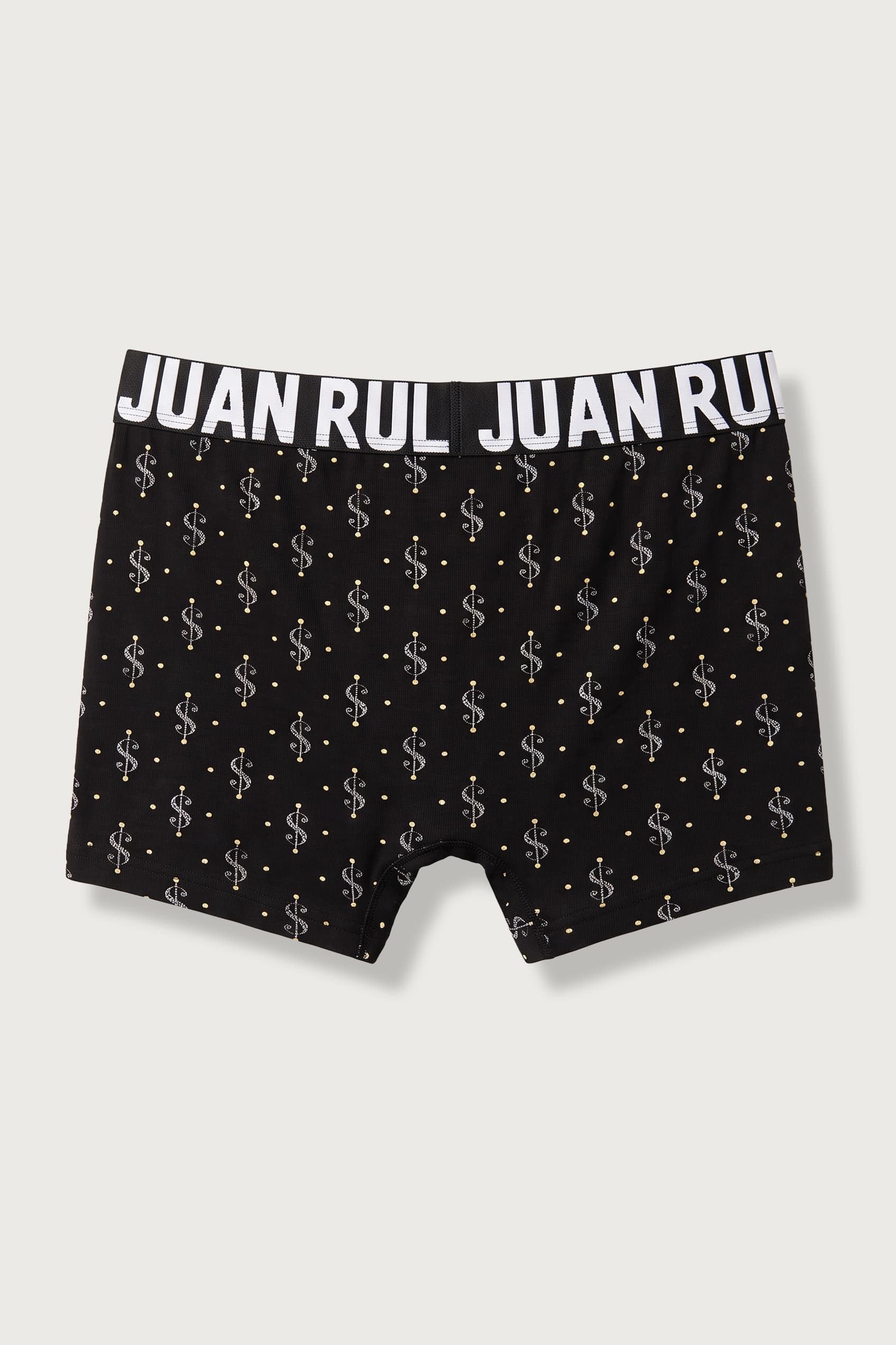 Erkek Pamuklu Dolar Desenli Boxer Siyah