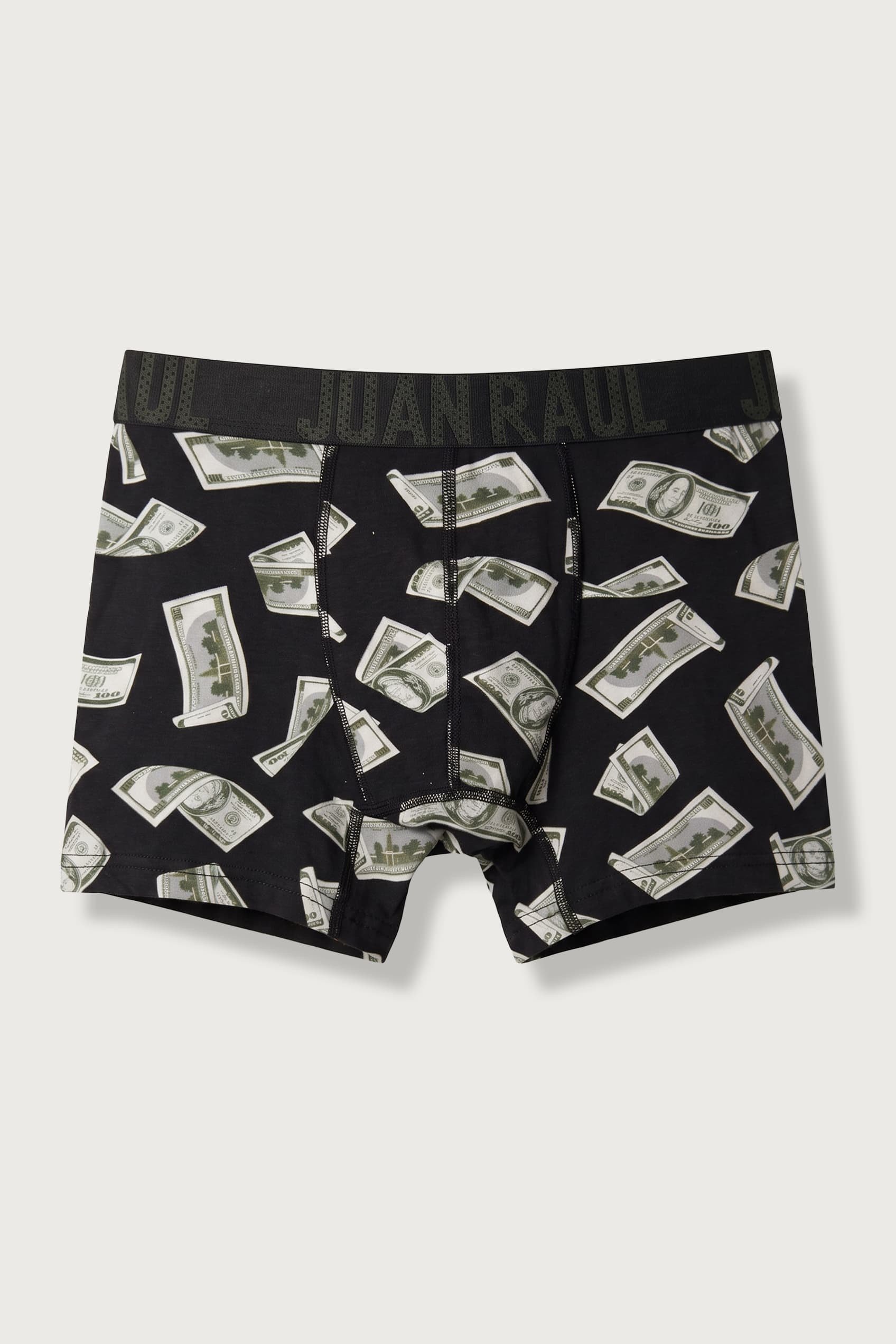 Erkek Pamuklu Dolar Desenli Boxer Siyah