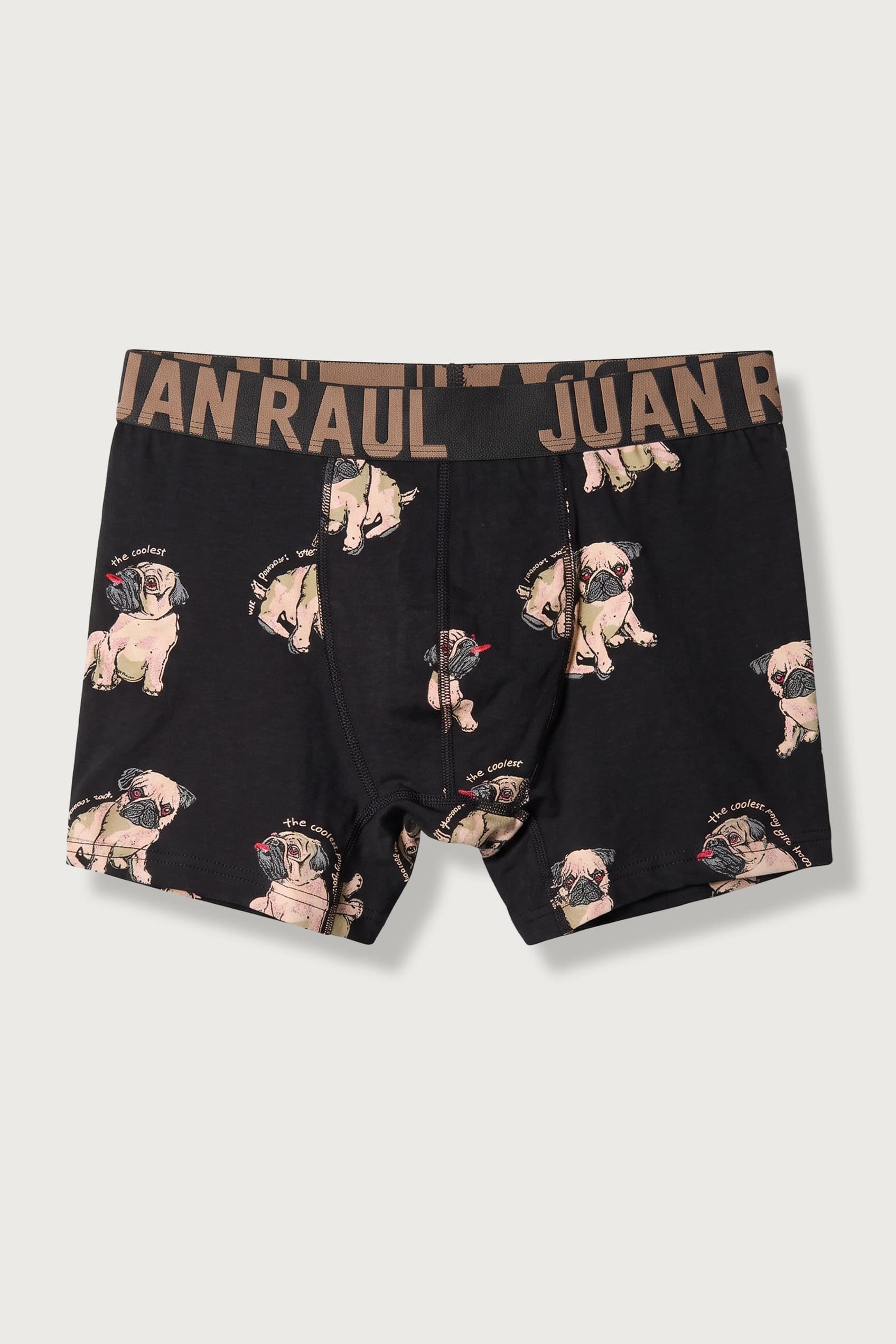 Erkek Pamuklu Köpek Desenli Boxer Siyah
