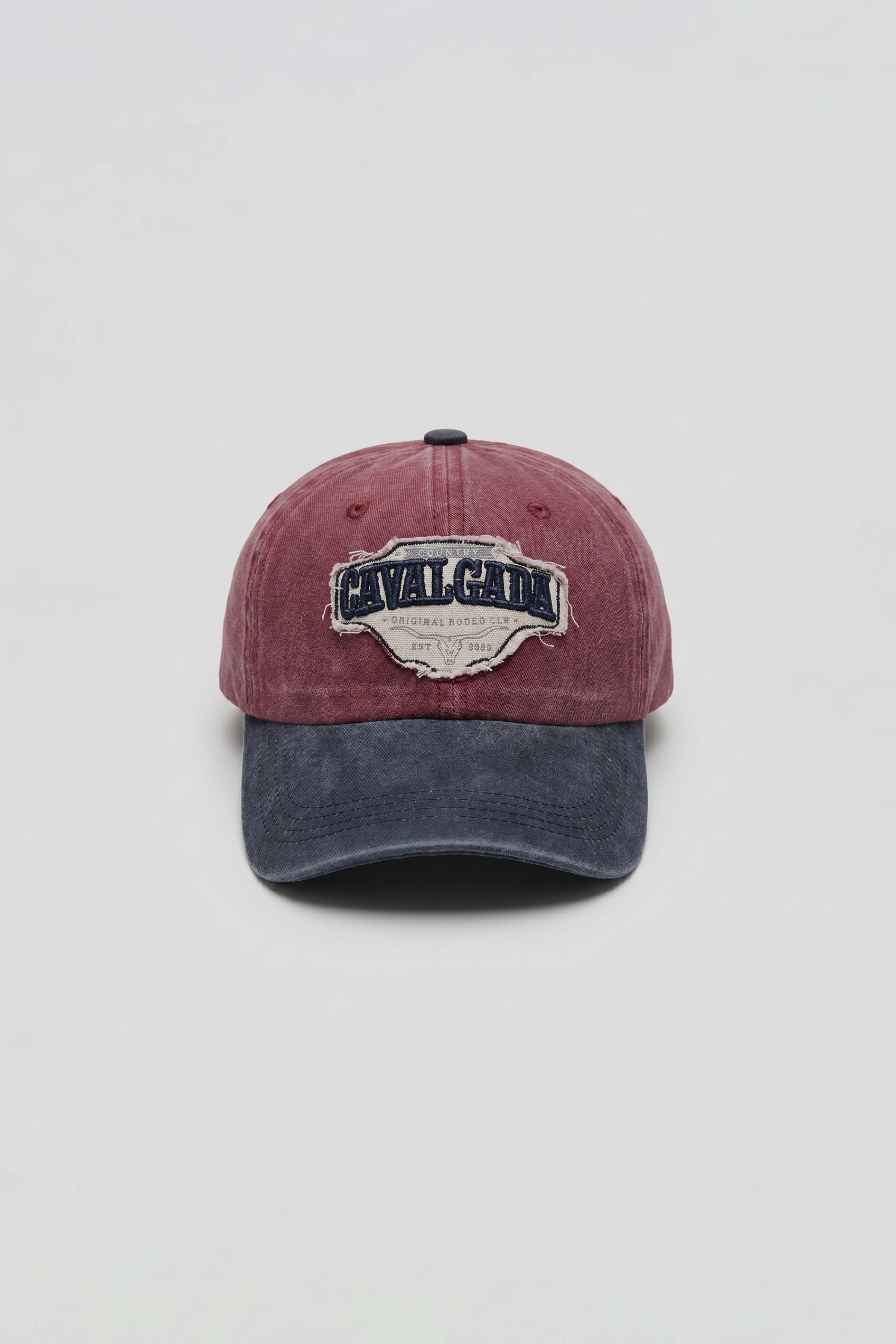 Erkek Patch Nakışlı Yıkamalı Beyzbol Şapka Bordo