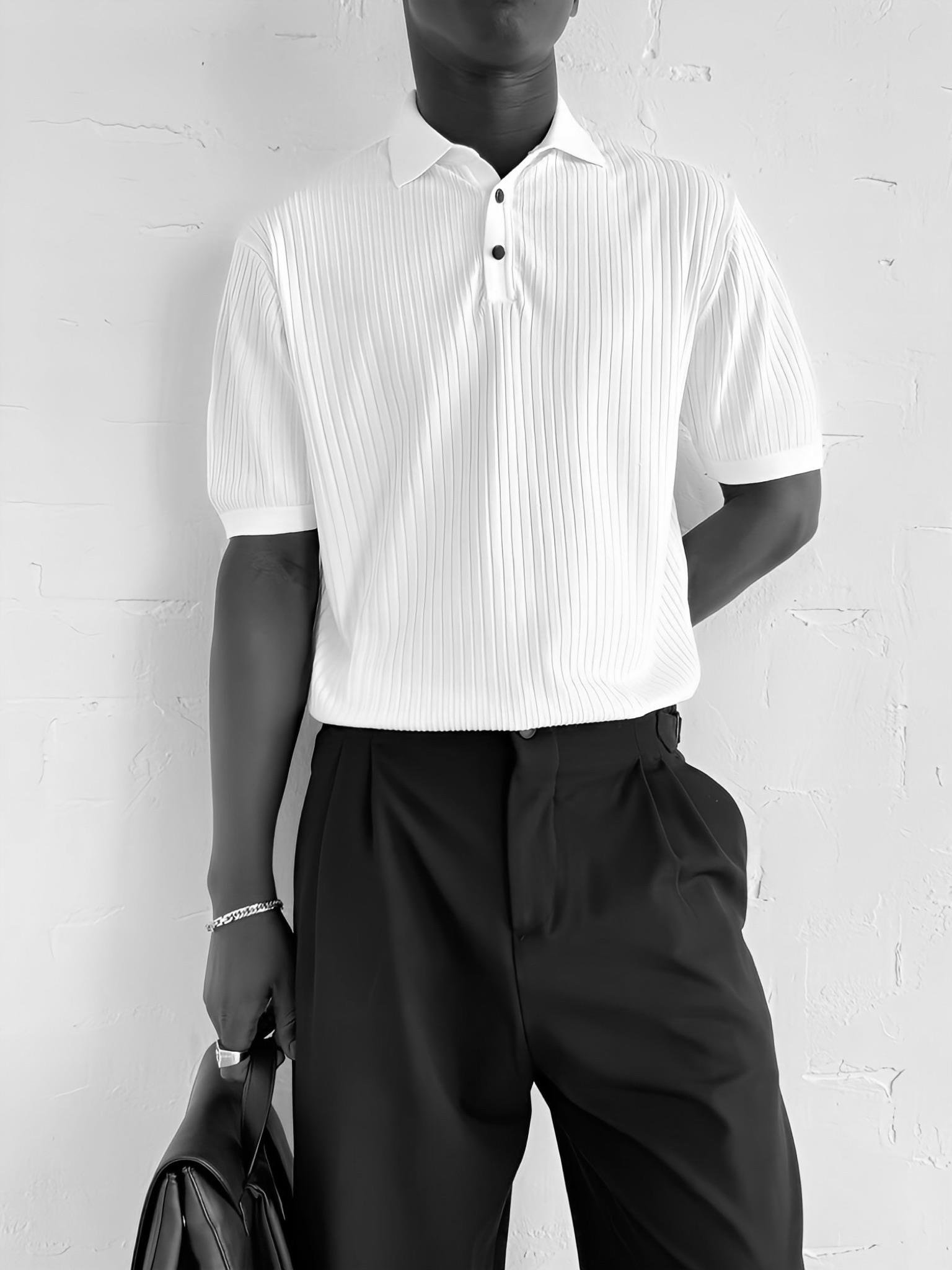 Erkek Polo Yaka Düğmeli Slim Fit T-Shirt Beyaz