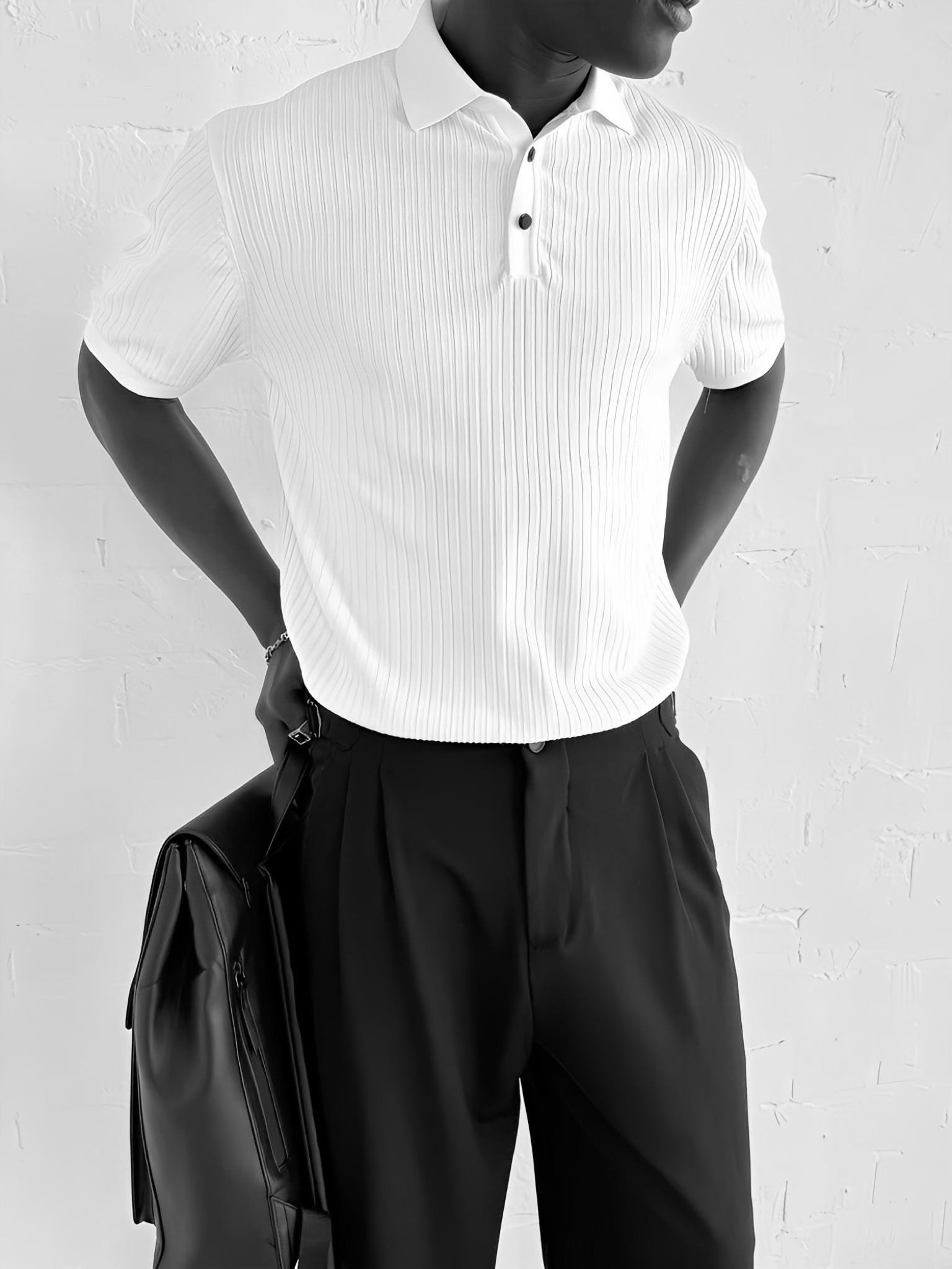 Erkek Polo Yaka Düğmeli Slim Fit T-Shirt Beyaz