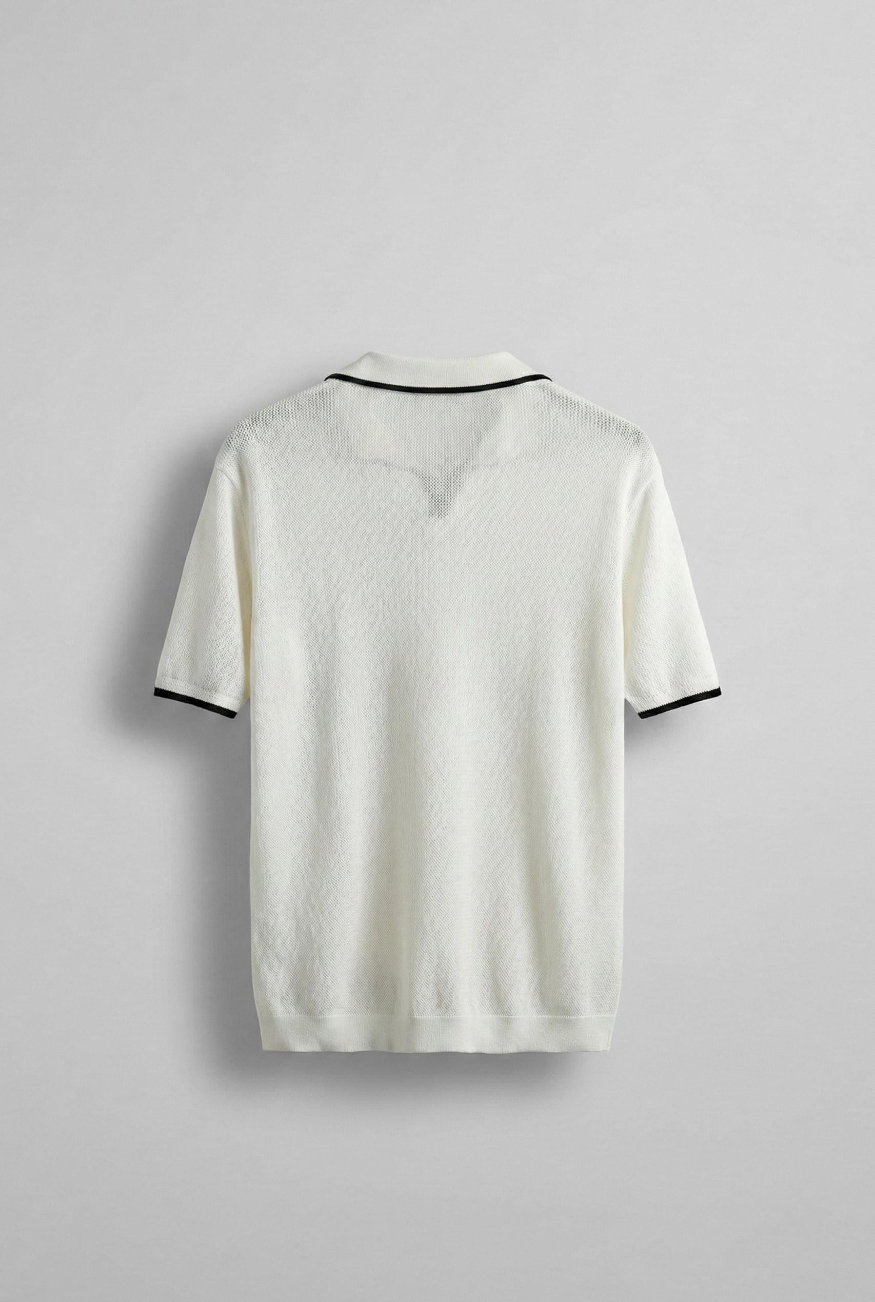 Erkek Polo Yaka Triko T-Shirt Ekru
