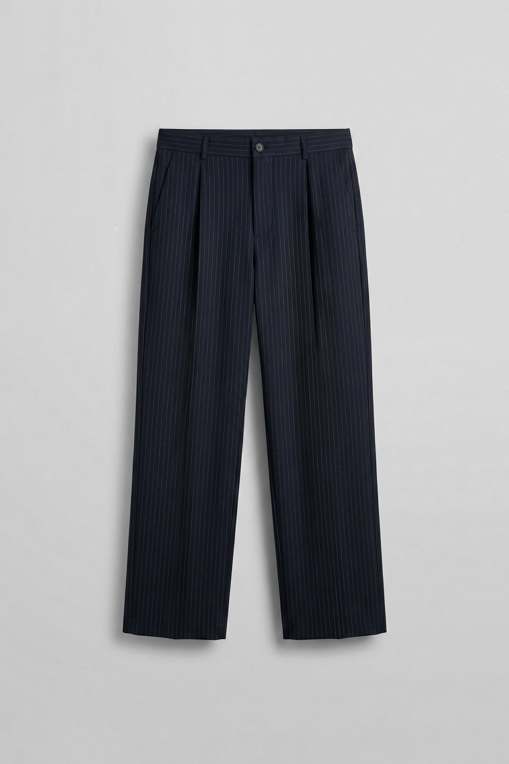Erkek Premium Relaxed Fit Çizgili Takım Pantolonu Lacivert