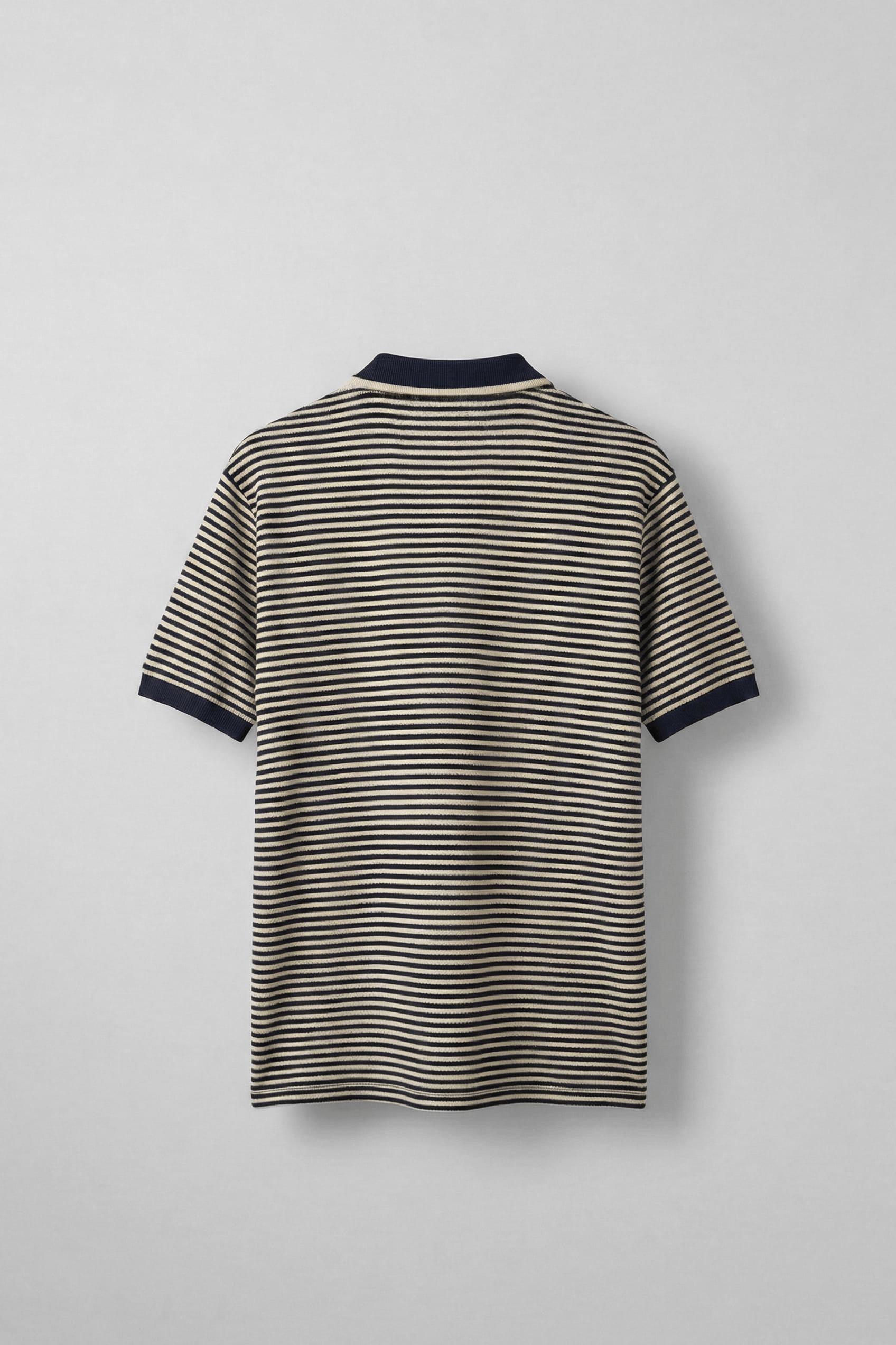 Erkek Regular Fit Çizgili Polo Yaka Örme T-Shirt Lacivert