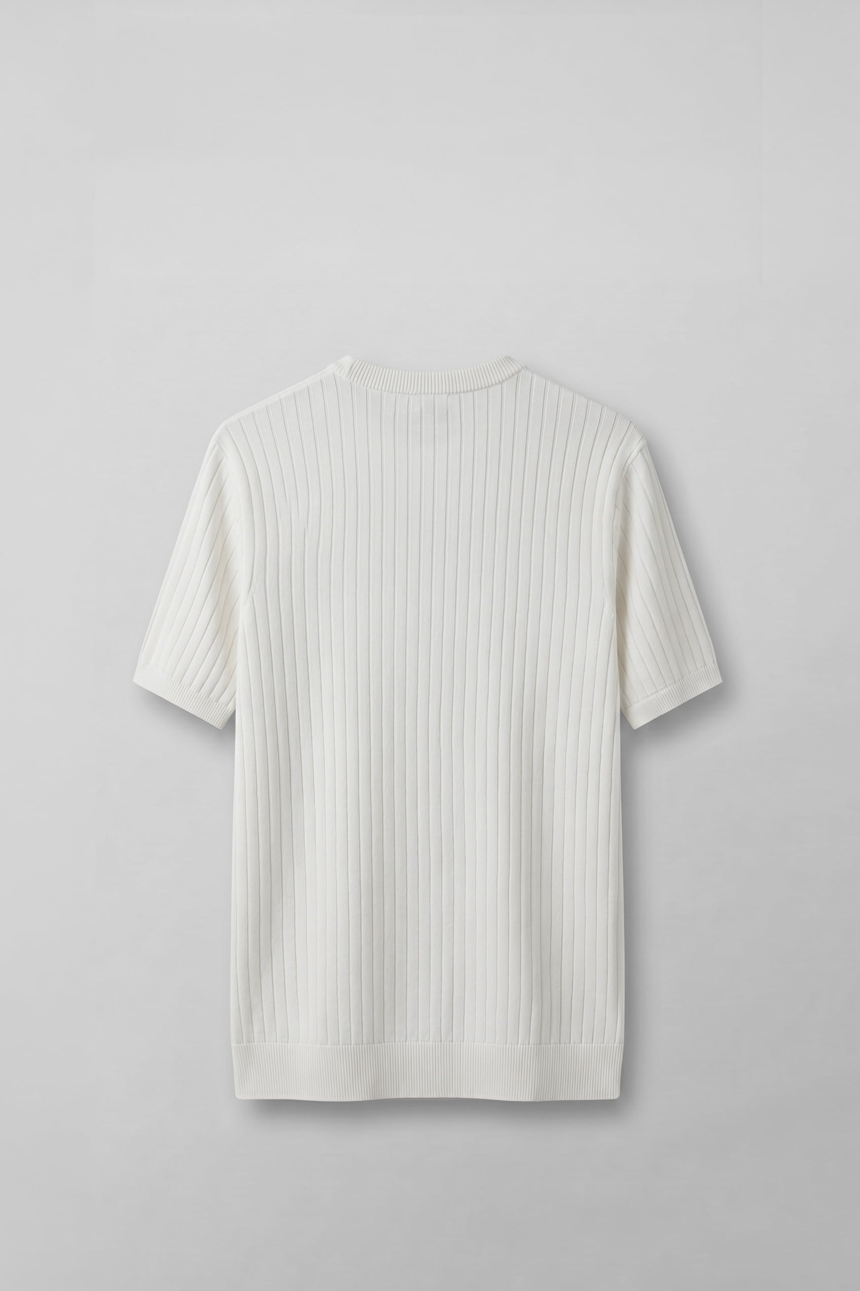 Erkek Regular Fit Fitilli Triko Bisiklet Yaka T-Shirt Beyaz
