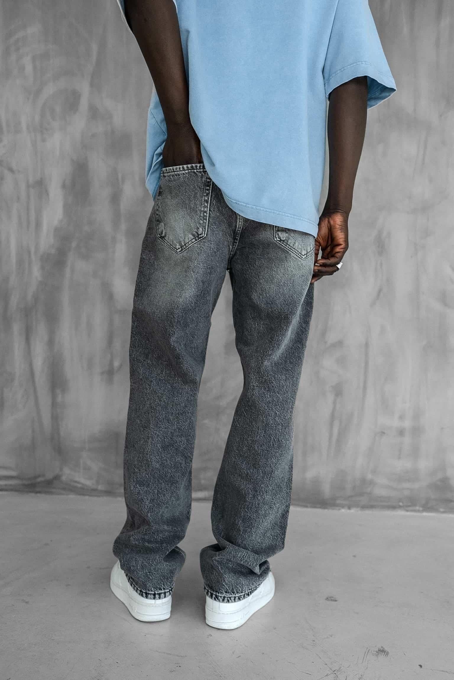 Erkek Regular Fit Jean Gri