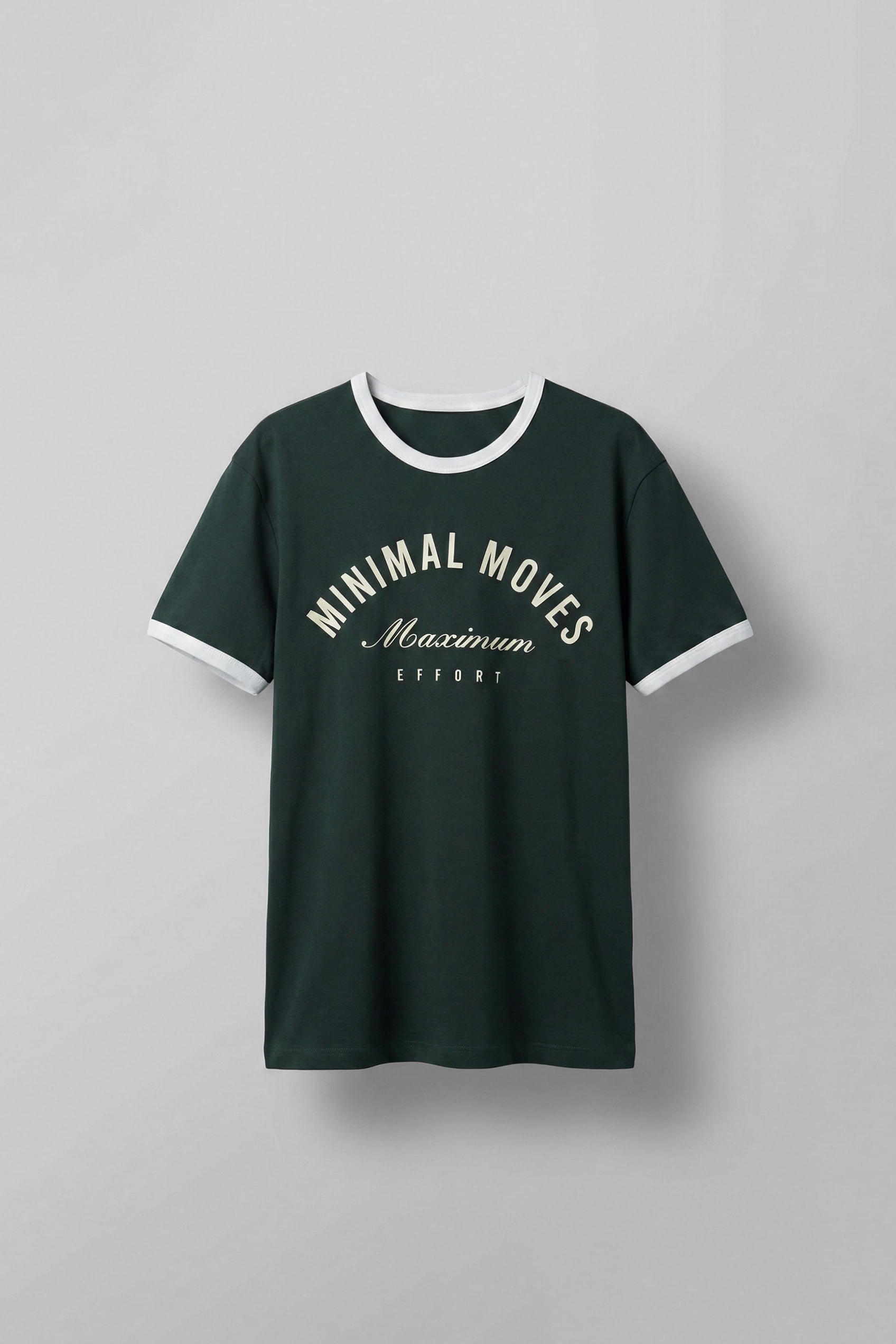 Erkek Regular Fit Kontrast Detaylı T-Shirt Koyu Yeşil