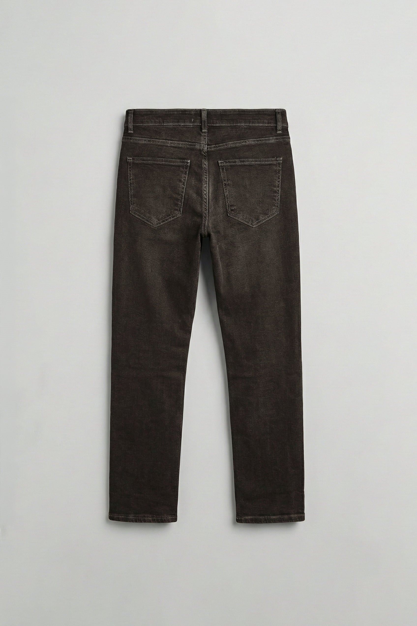 Erkek Regular Fit Kontrast Dikiş Detaylı Jean Pantolon Kahverengi