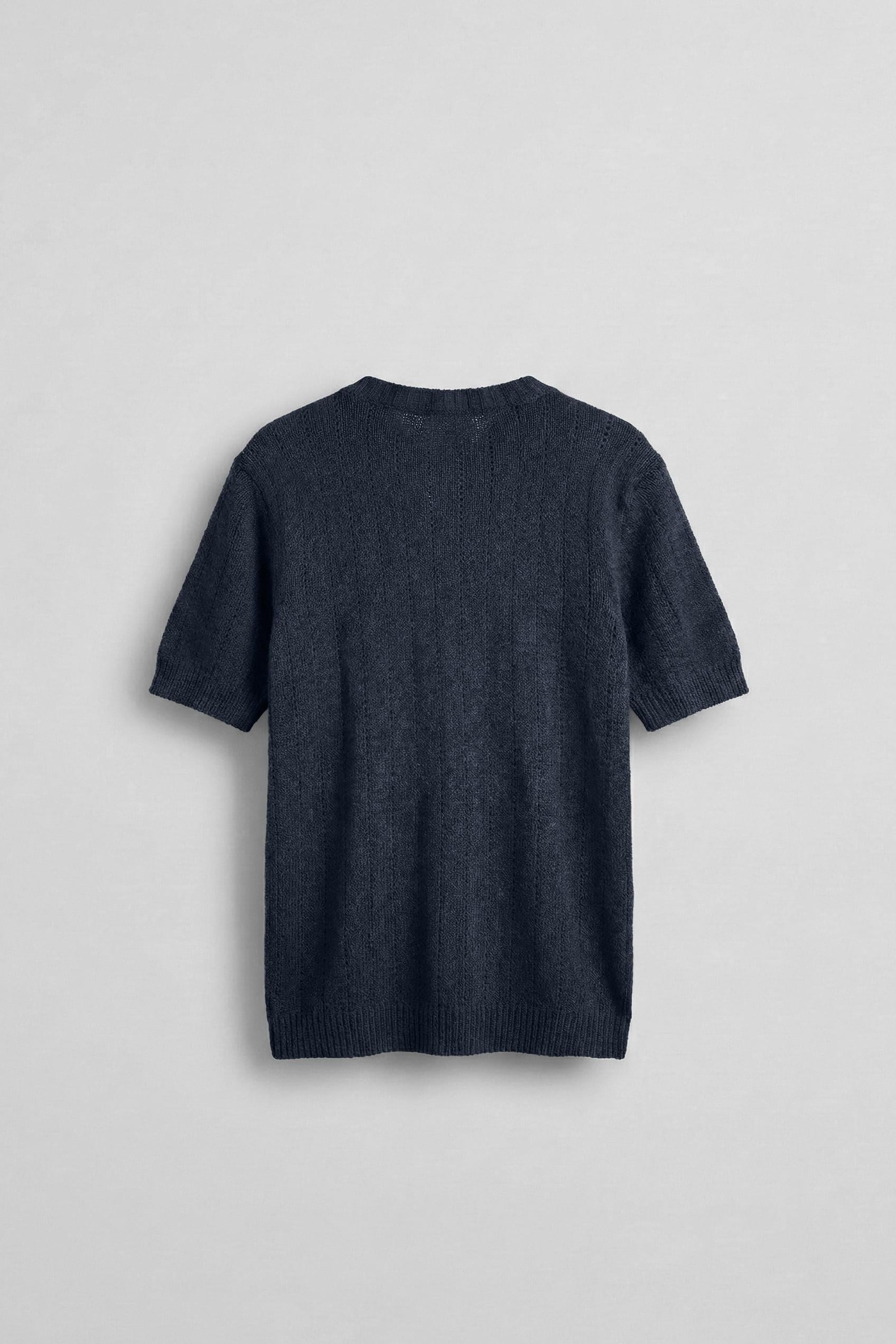 Erkek Regular Fit Örme Desenli T-Shirt Lacivert
