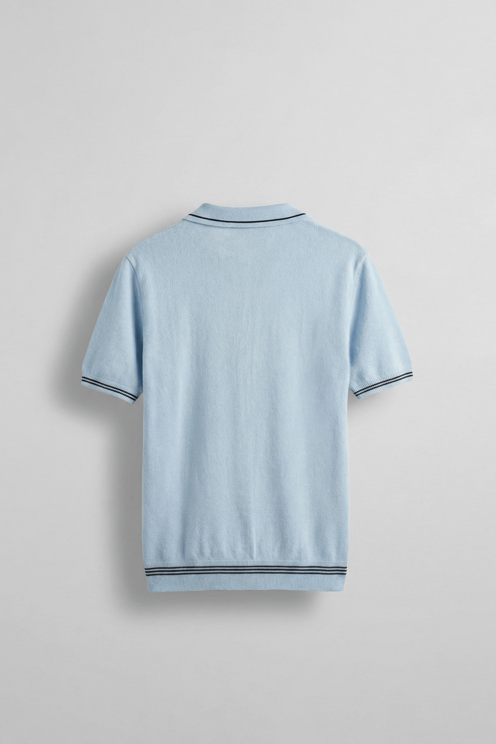 Erkek Regular Fit Saç Örgü Detaylı Triko Polo Yaka T Shirt Mavi