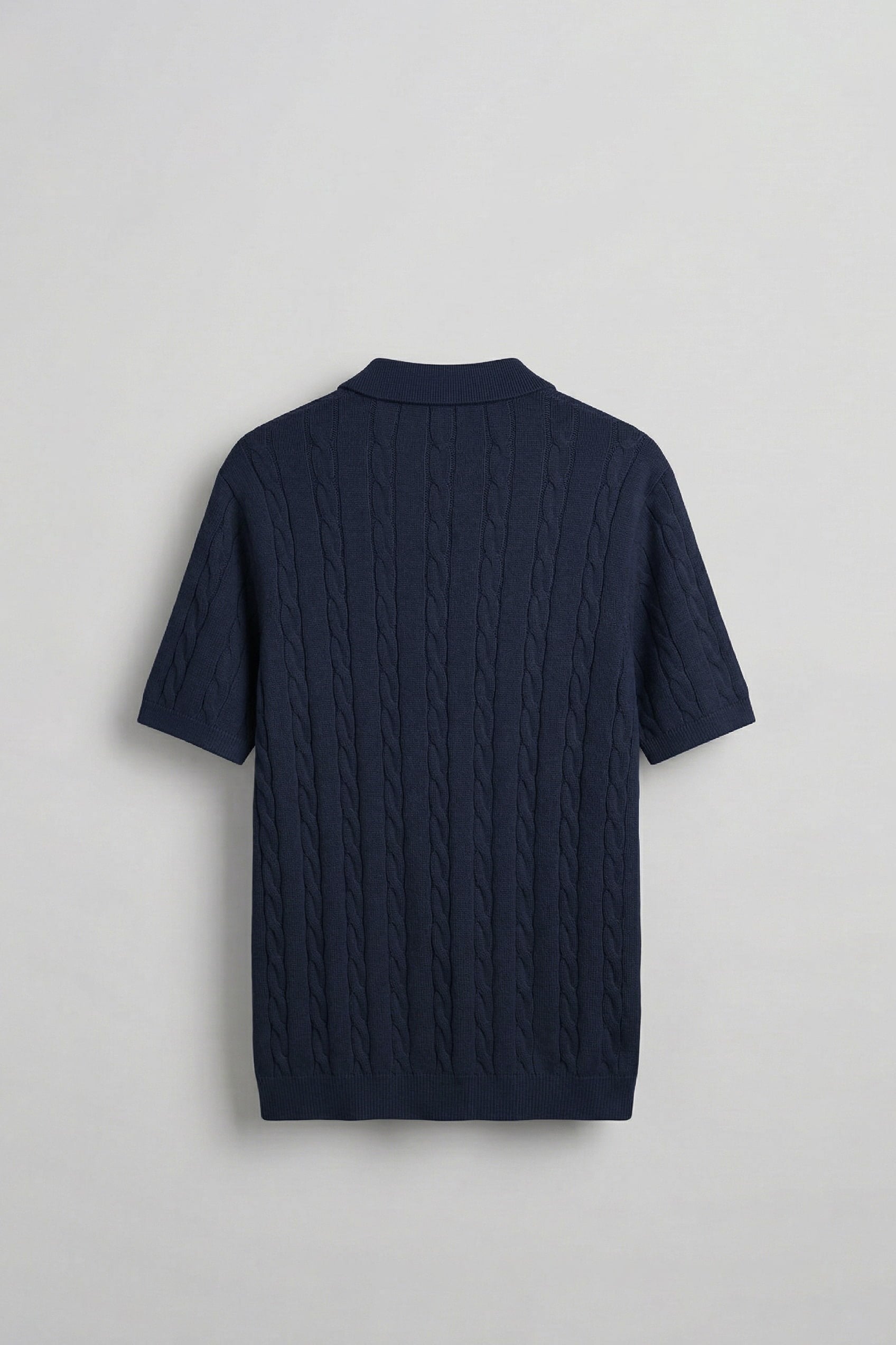 Erkek Regular Fit Saç Örgü Pamuklu Triko Polo Yaka T-Shirt Lacivert