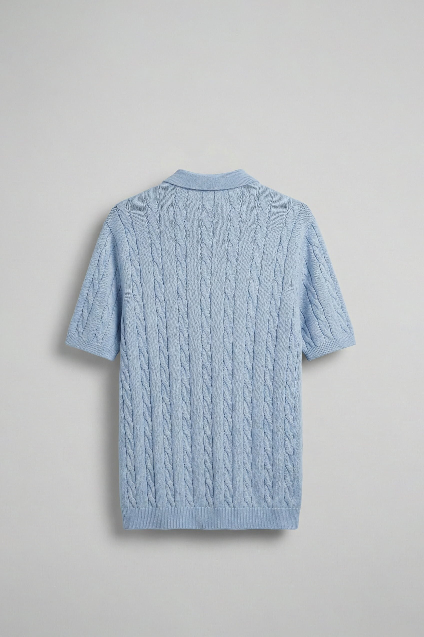 Erkek Regular Fit Saç Örgü Pamuklu Triko Polo Yaka T-Shirt Mavi