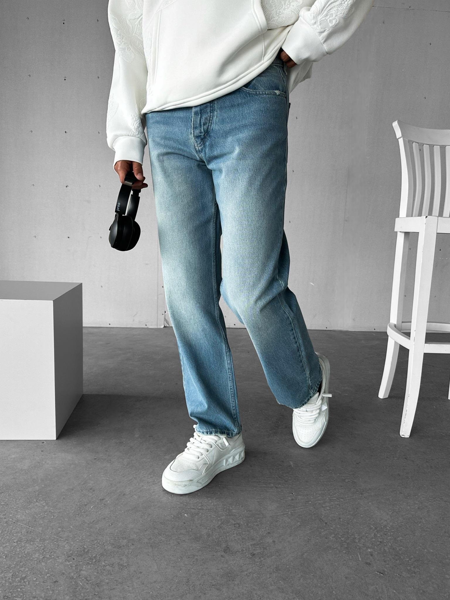Erkek Regular Fit Yıkamalı Jean Pantolon Mavi