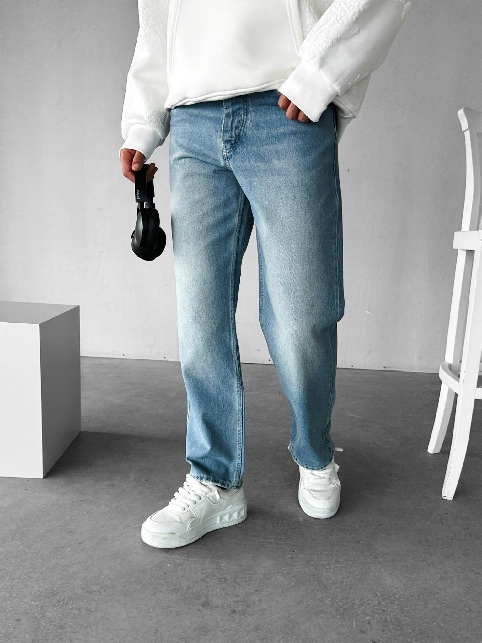 Erkek Regular Fit Yıkamalı Jean Pantolon Mavi