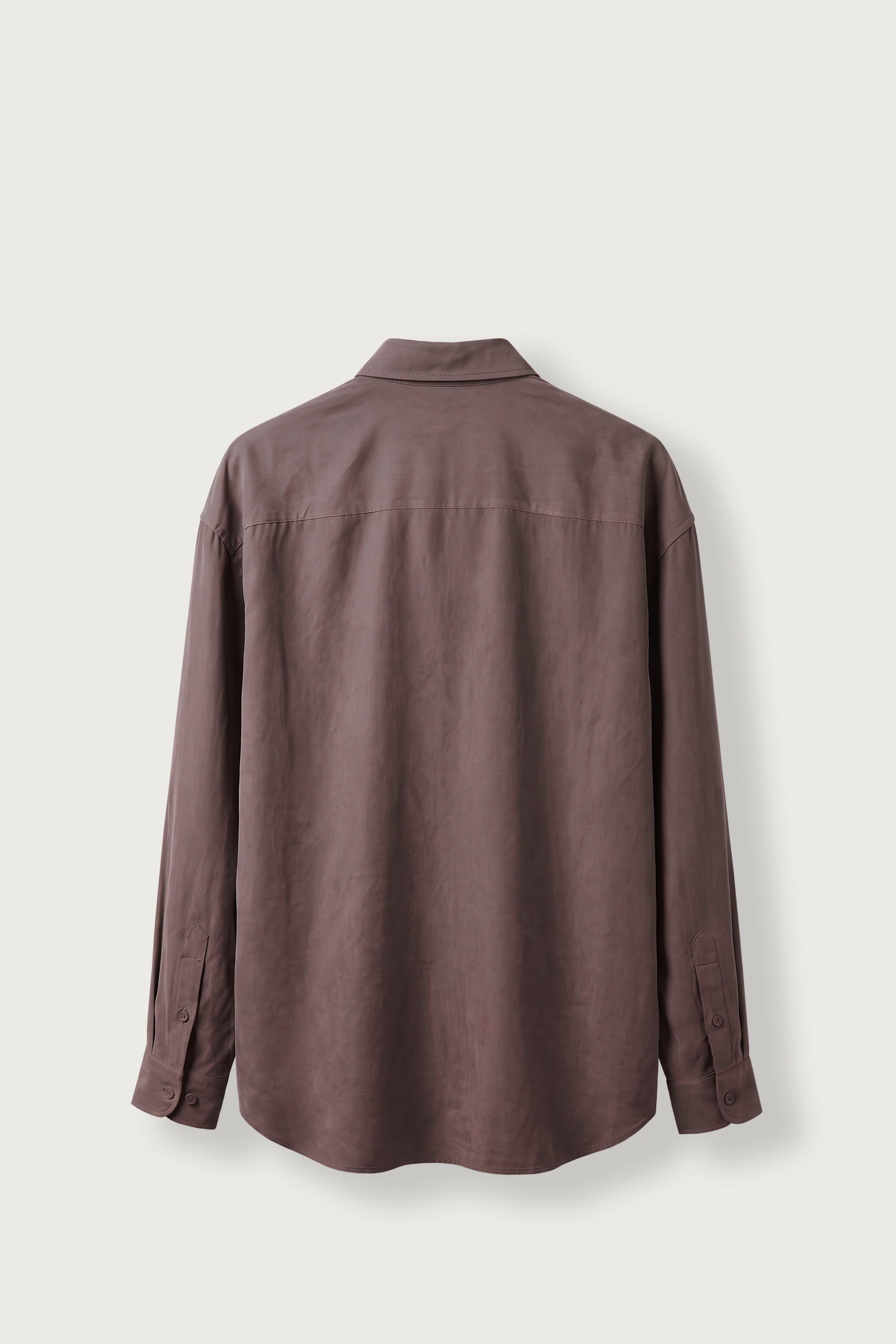 Erkek Relax Fit Basic Uzun Kollu Tencel Gömlek Kahverengi