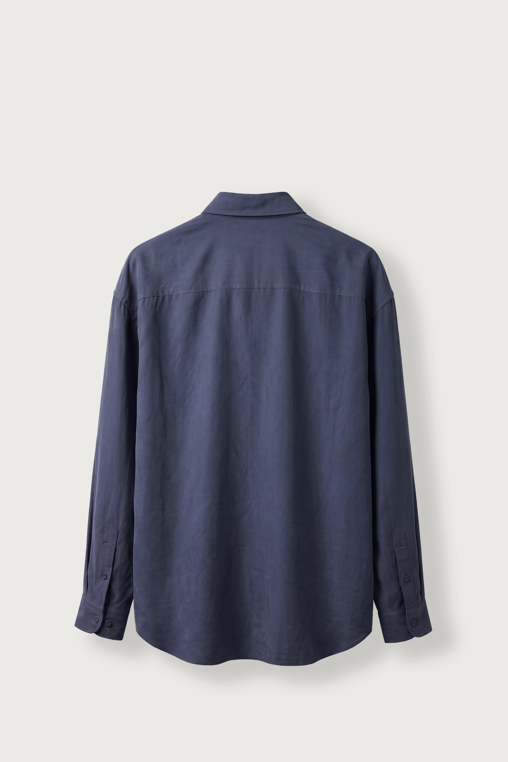 Erkek Relax Fit Basic Uzun Kollu Tencel Gömlek Lacivert