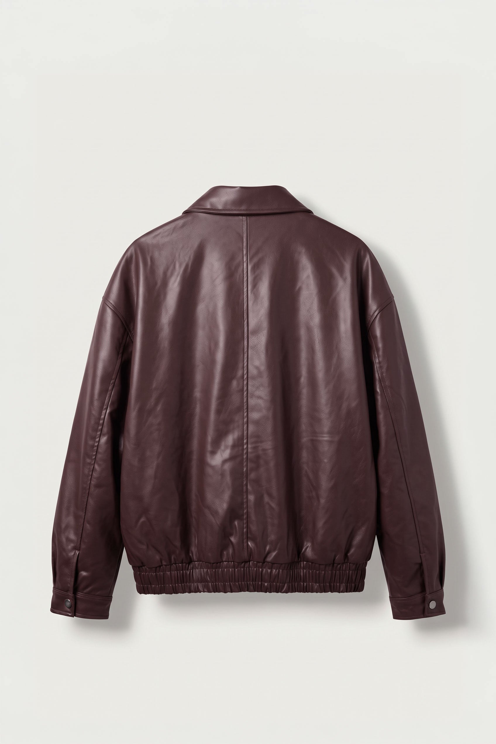 Erkek Relax Fit Bomber Deri Ceket Bordo