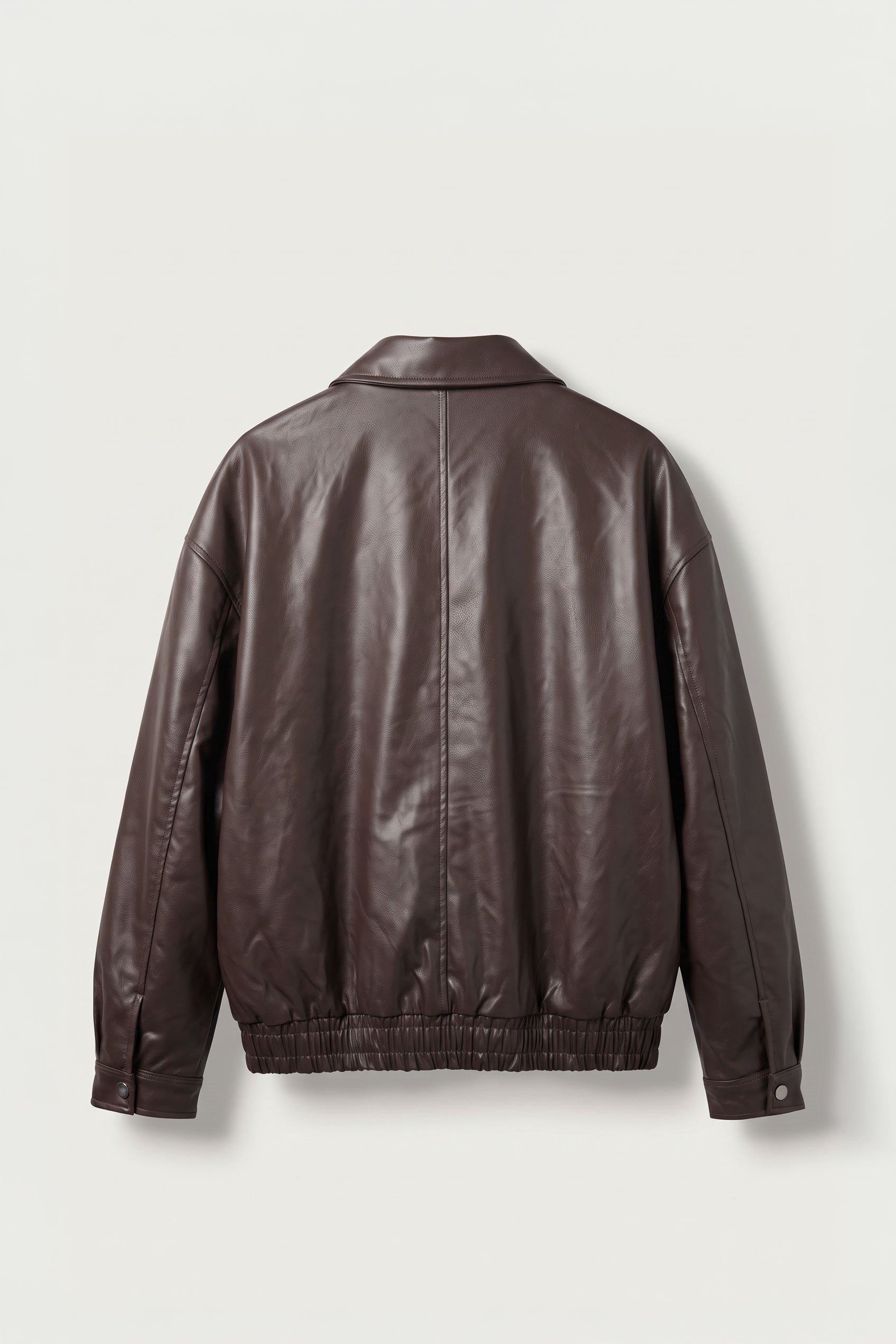 Erkek Relax Fit Bomber Deri Ceket Kahverengi