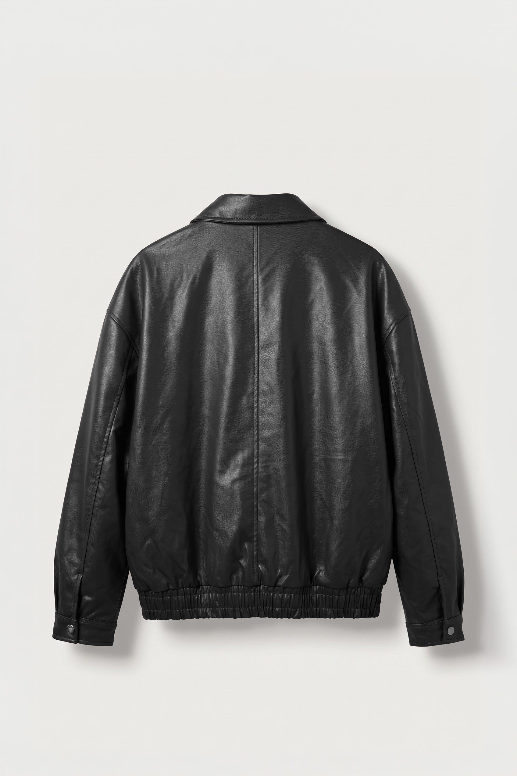Erkek Relax Fit Bomber Deri Ceket Siyah