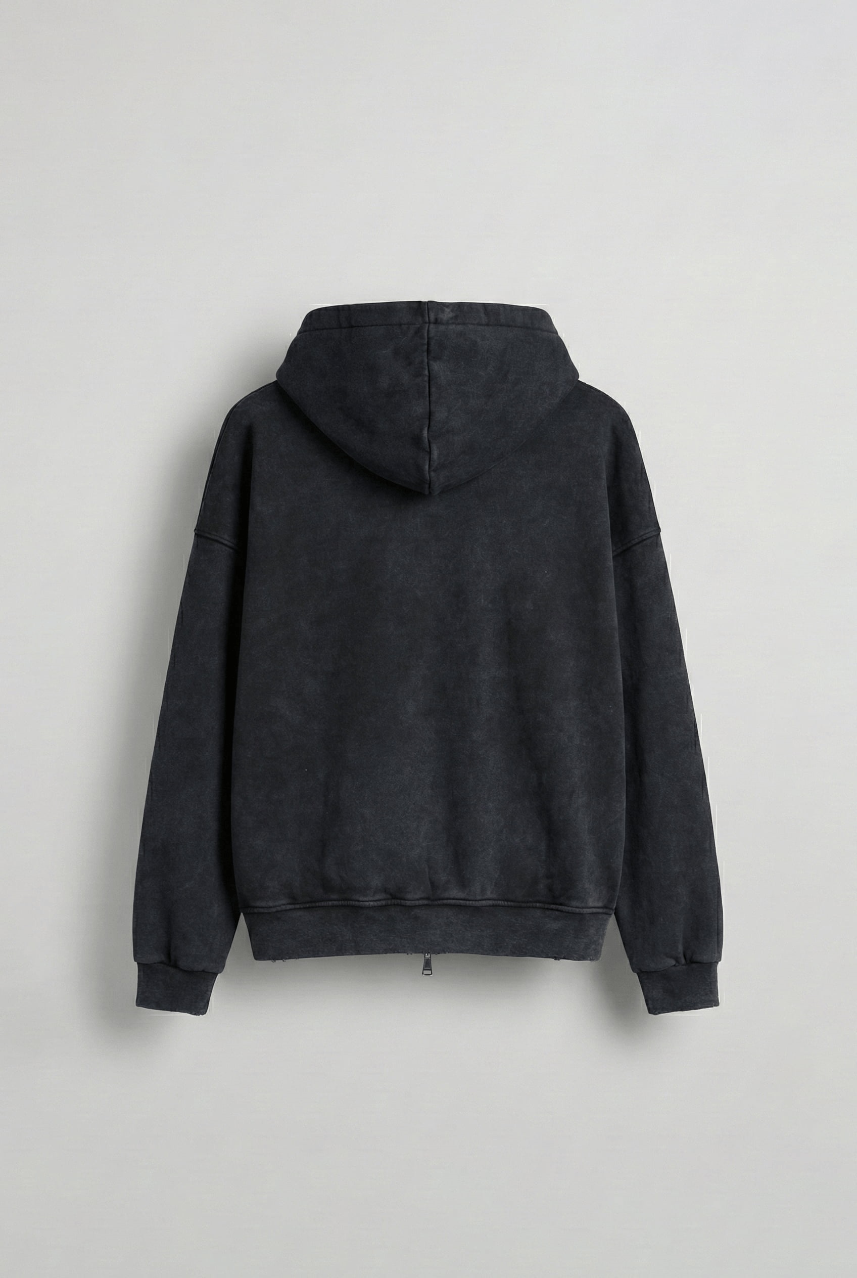 Erkek Relax Fit Yıkamalı Kapüşonlu Sweatshirt Siyah